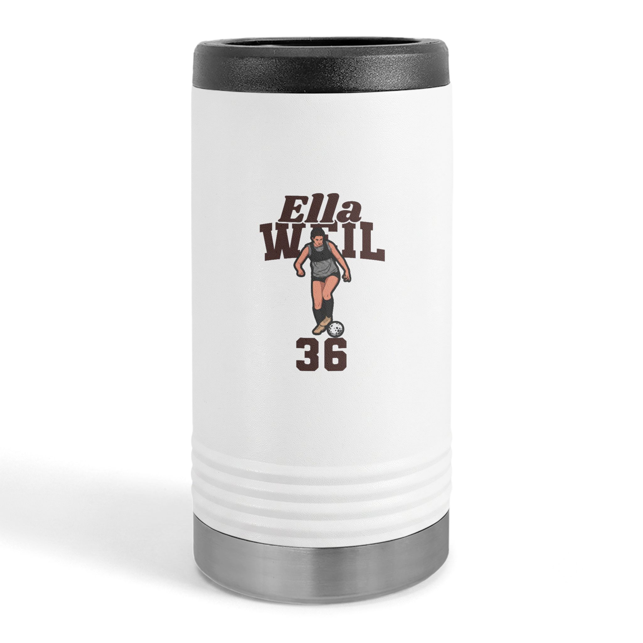 Slim Stainless Can Cooler — character_signature_arch in White