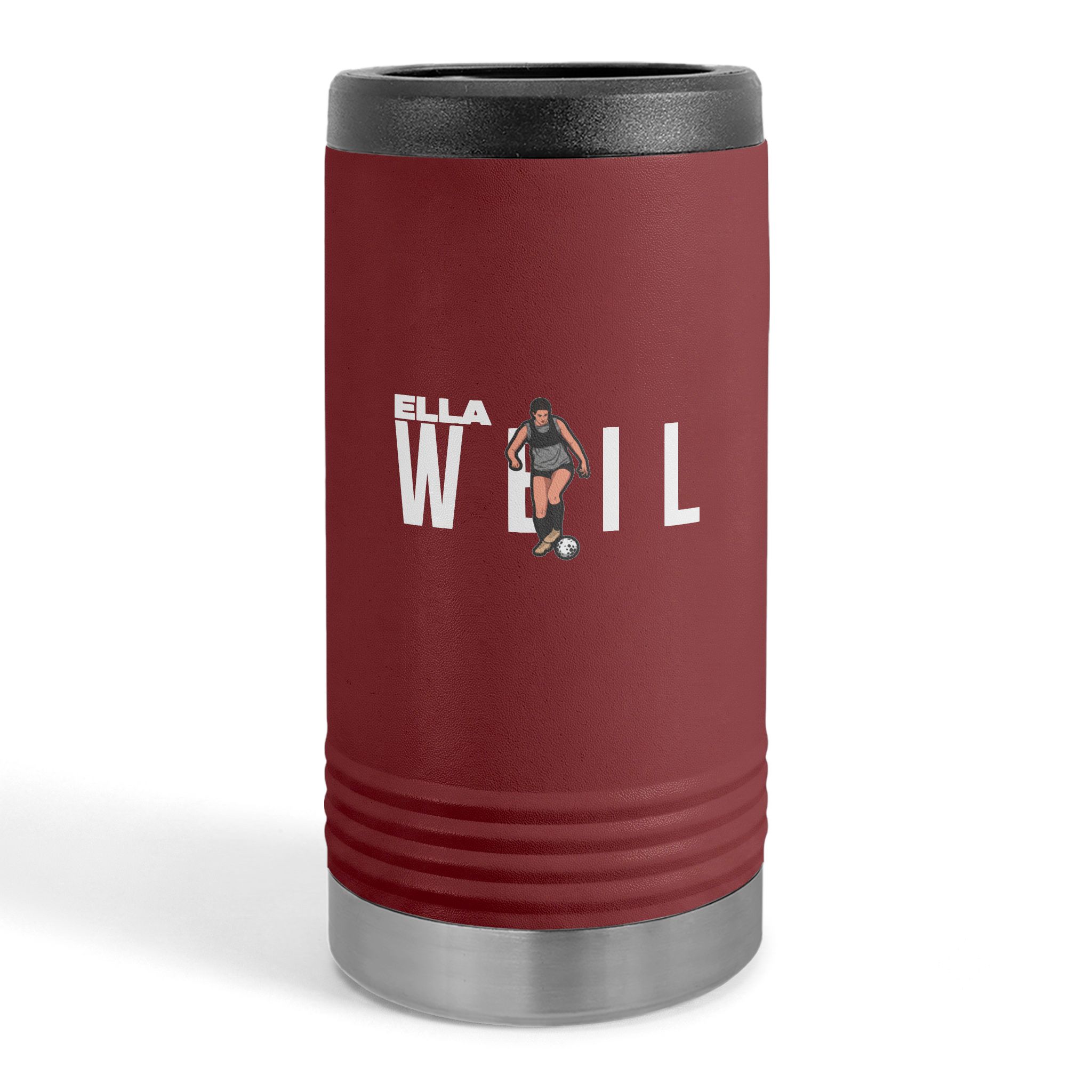 Slim Stainless Can Cooler — character_player_name in Maroon