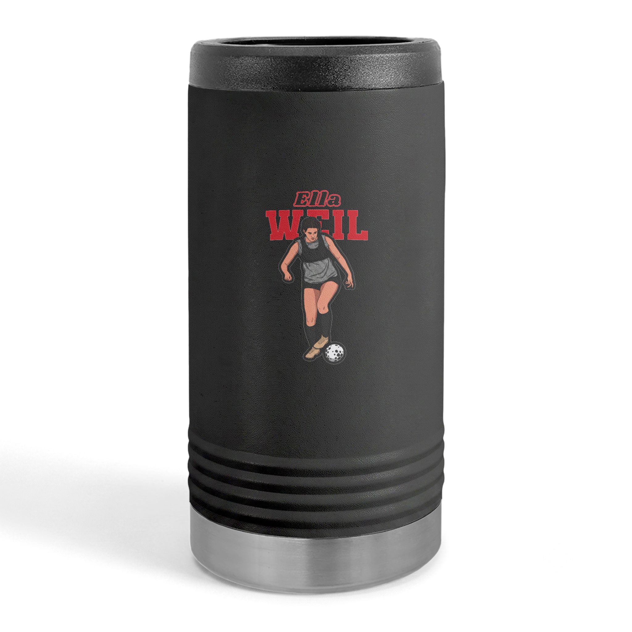 Slim Stainless Can Cooler — character_name_arch in Black