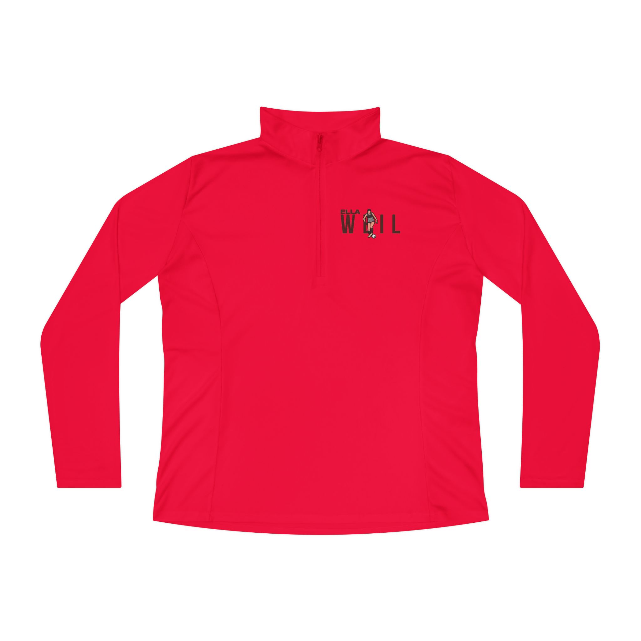 Women's Q-Zip Pullover — character_player_name in Red