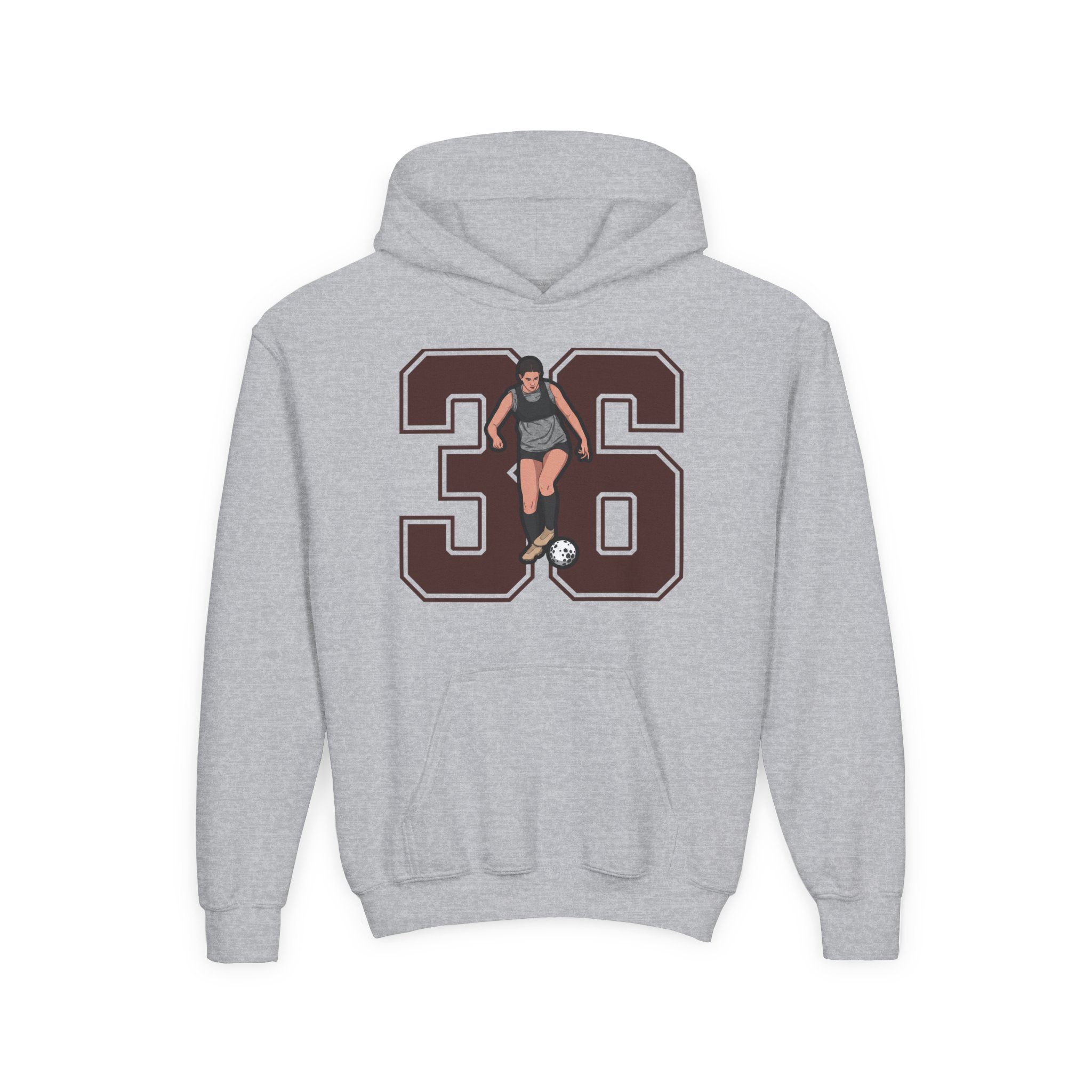 Youth Hoodie — character_number in Grey