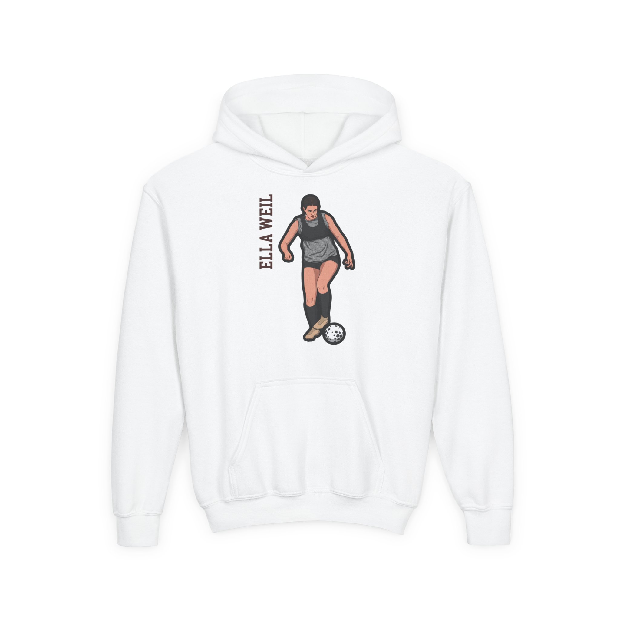 Youth Hoodie — character_name_vertical in White