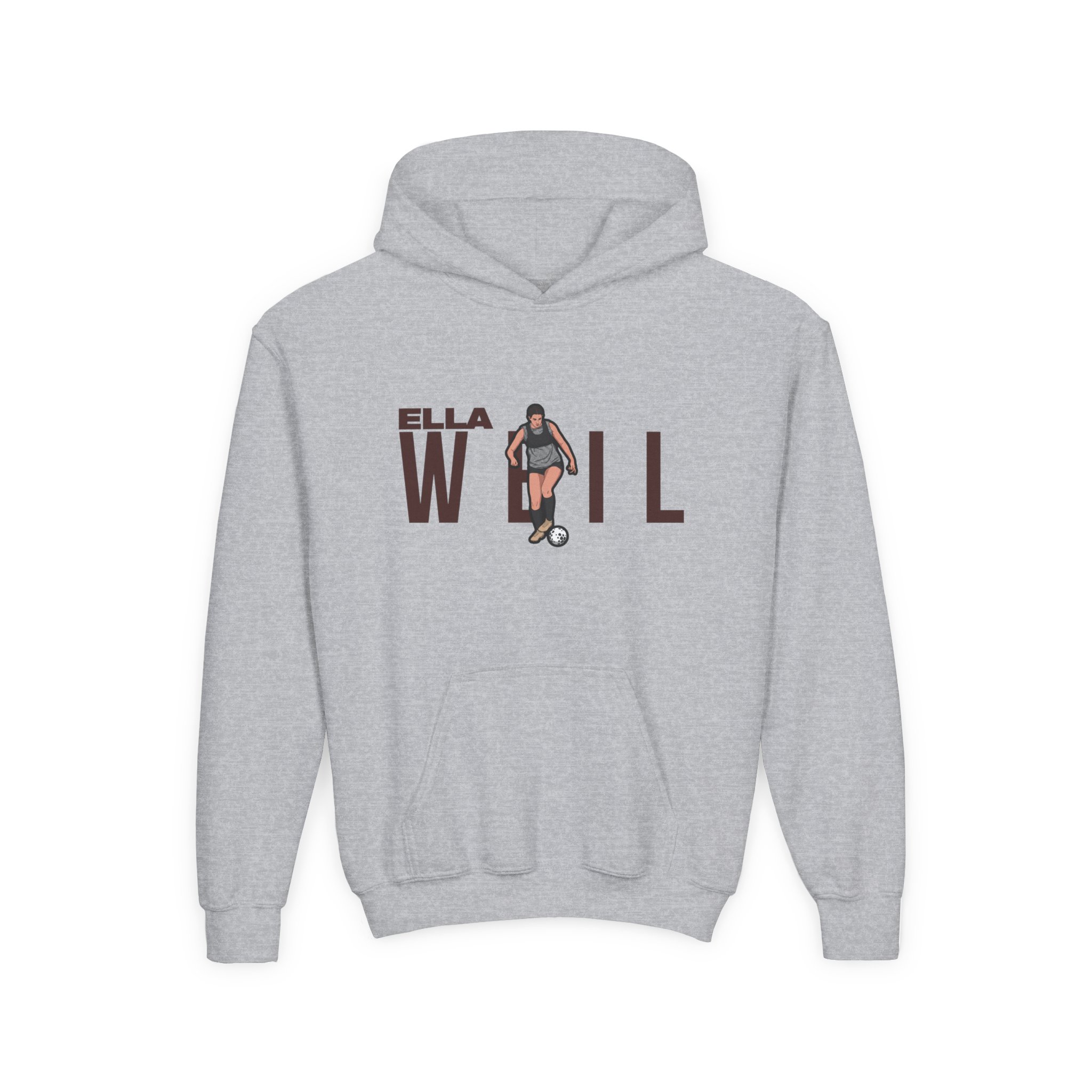 Youth Hoodie — character_player_name in Grey
