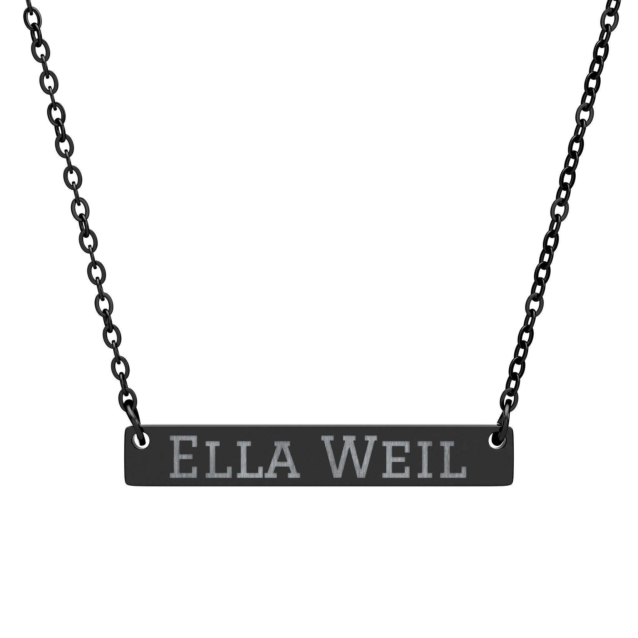 Engraved Bar Necklace — Classic in Black