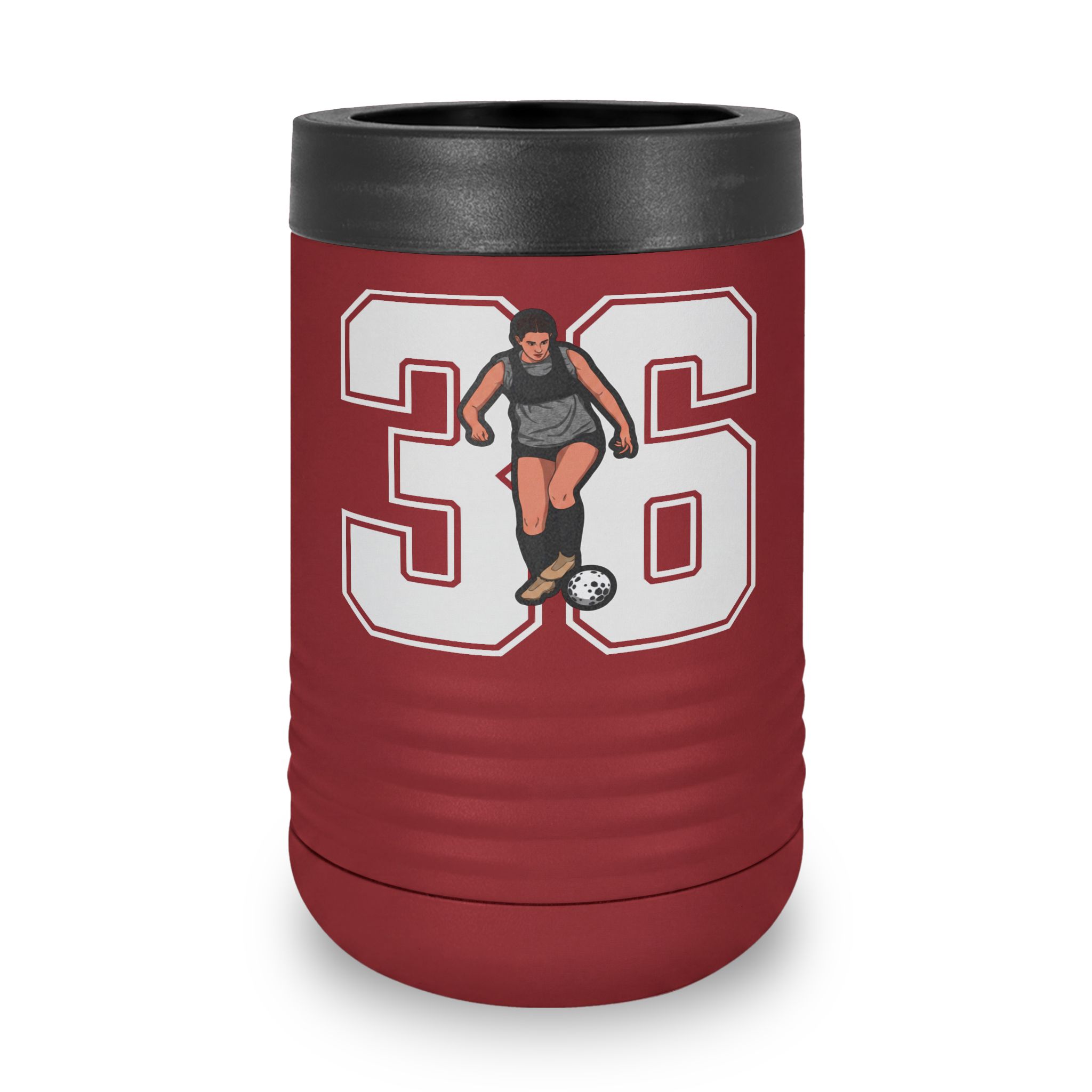 Stainless Can Cooler — character_number in Maroon