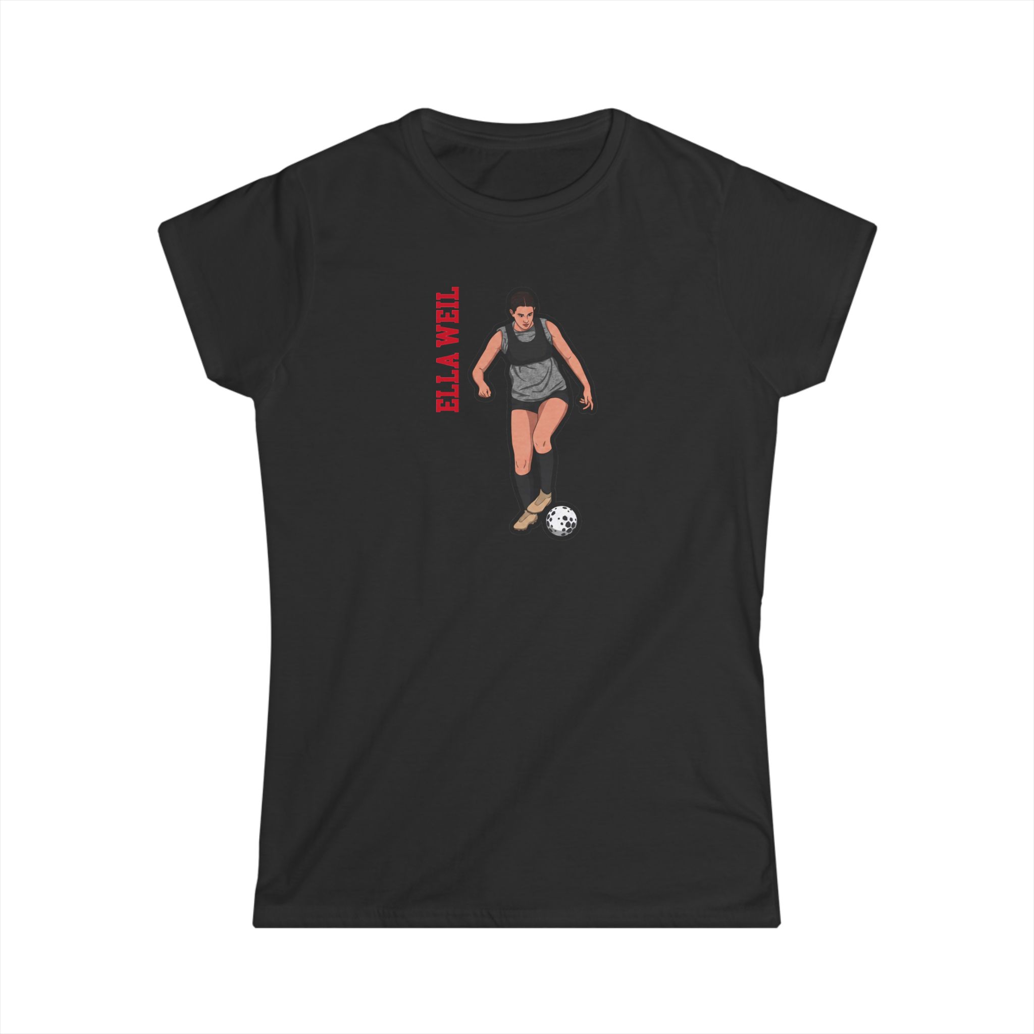 Women's Softstyle Tee — character_name_vertical in Black