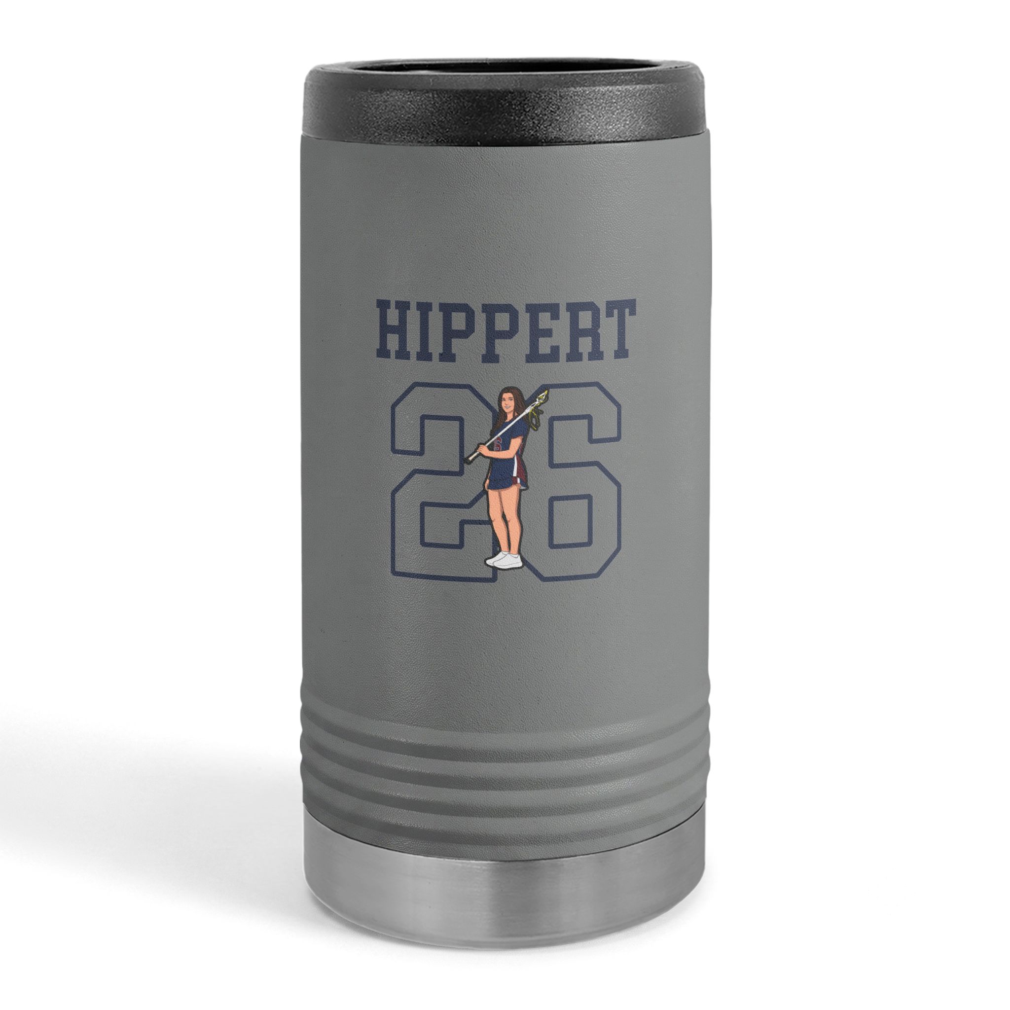Slim Stainless Can Cooler — character_shirsey in Grey
