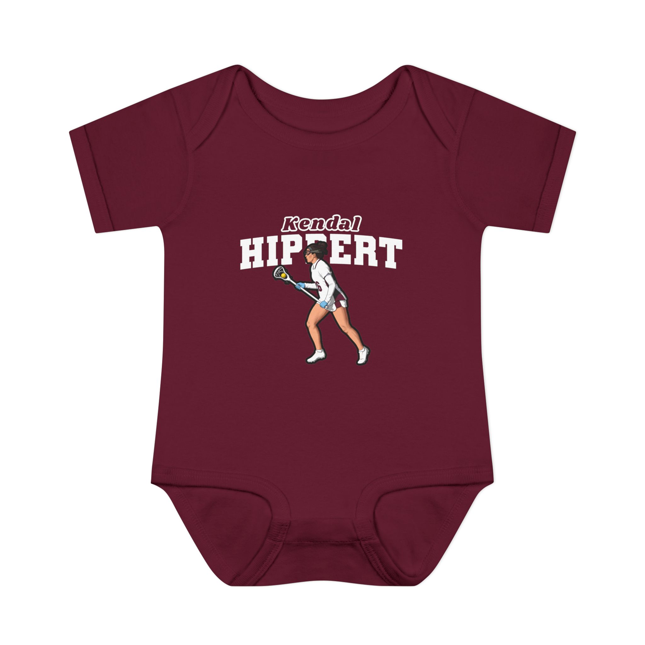 Baby Onesie — character_name_arch in Maroon