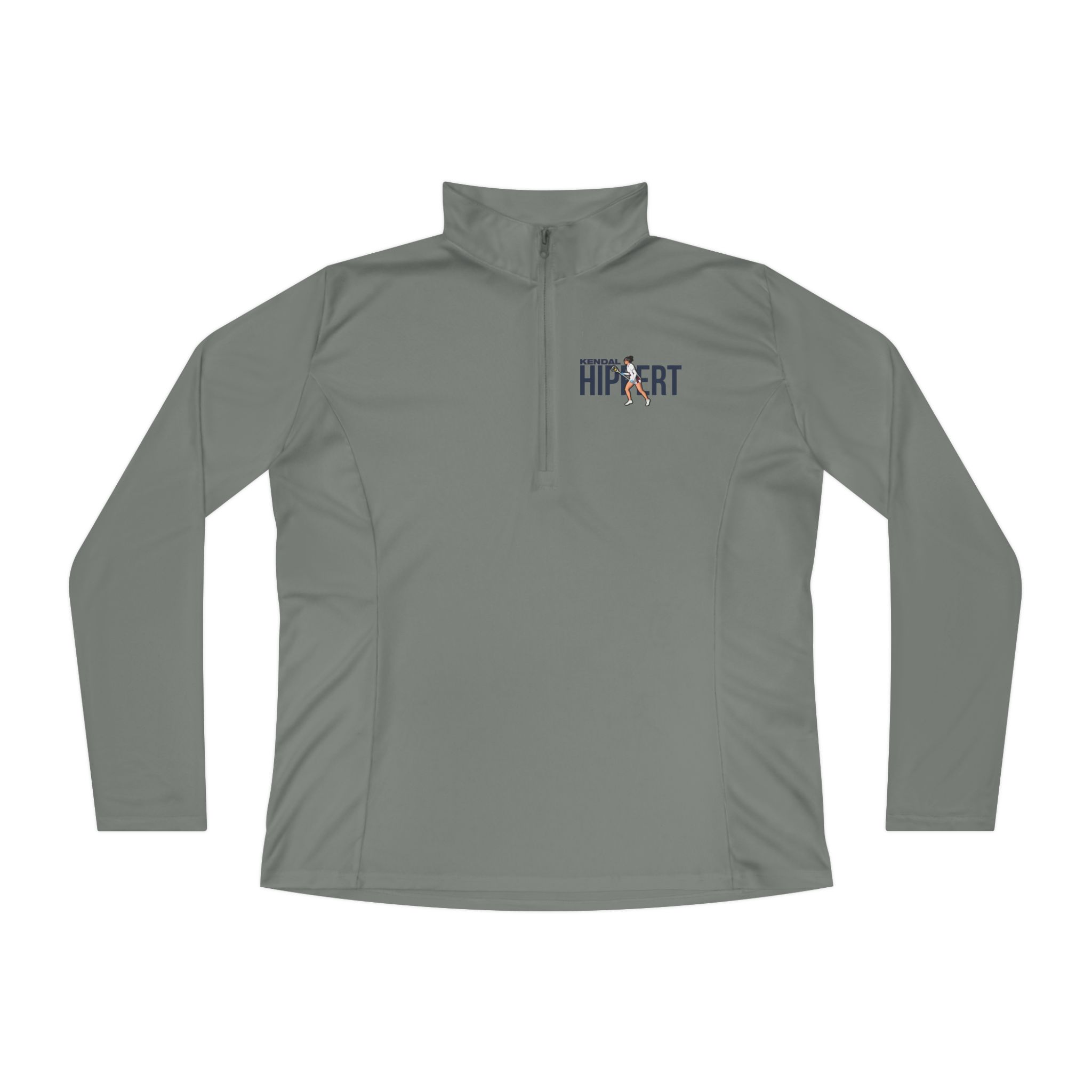 Women's Q-Zip Pullover — character_player_name in Grey