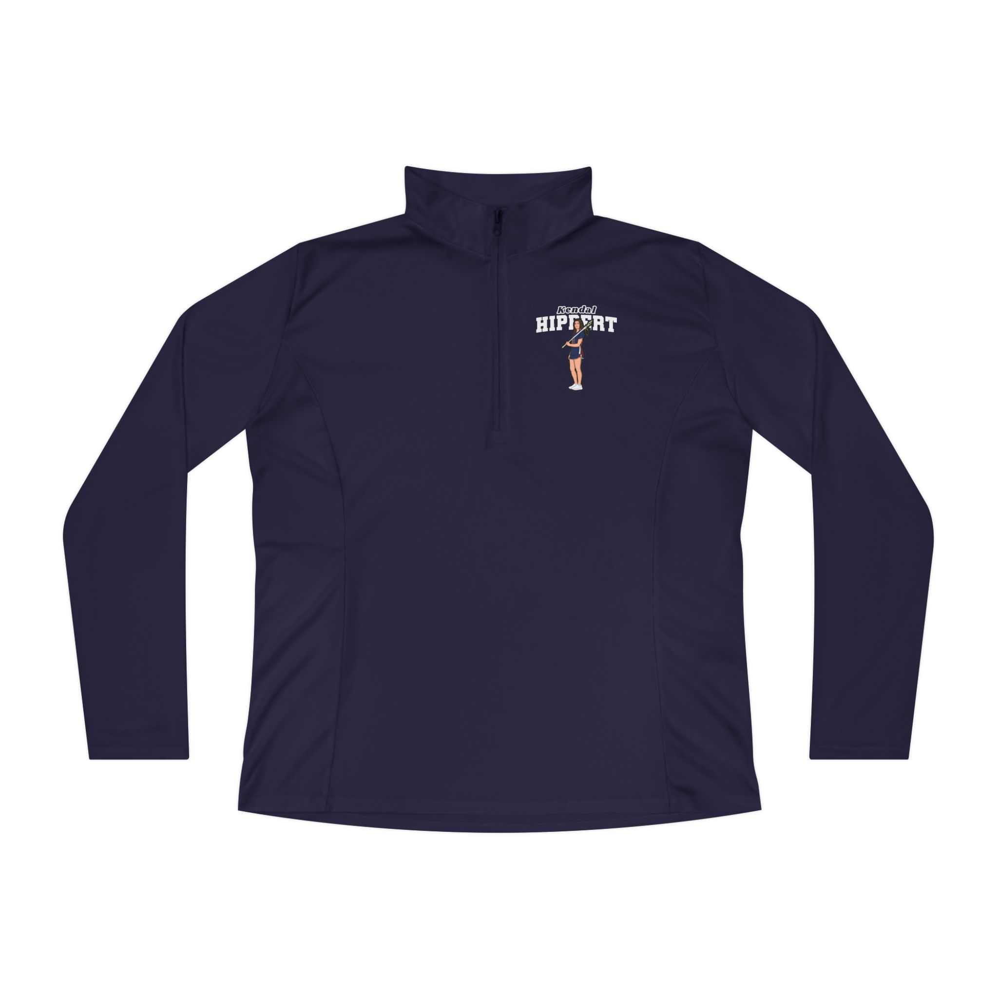 Women's Q-Zip Pullover — character_name_arch in Navy