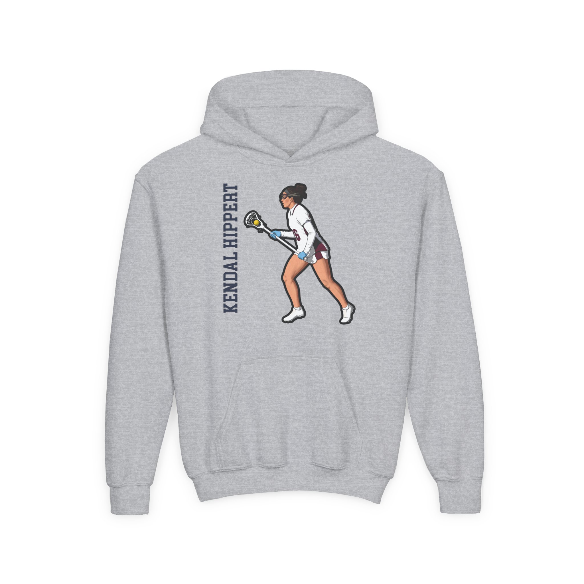 Youth Hoodie — character_name_vertical in Grey