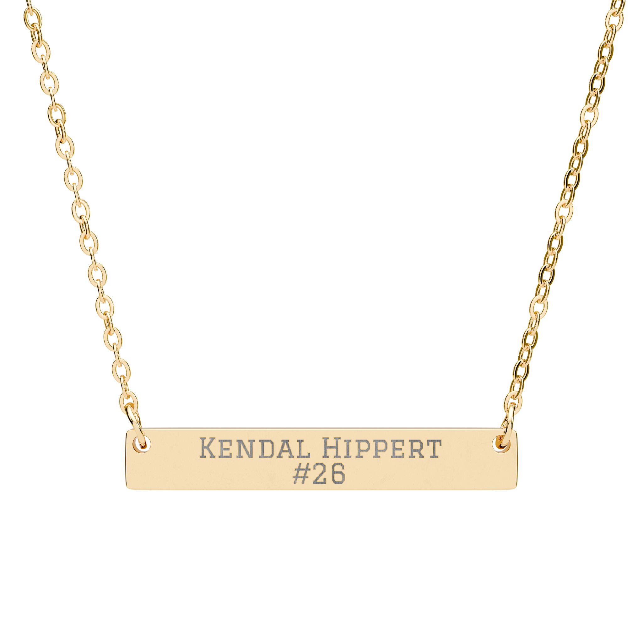 Engraved Bar Necklace — Name & Number in Gold