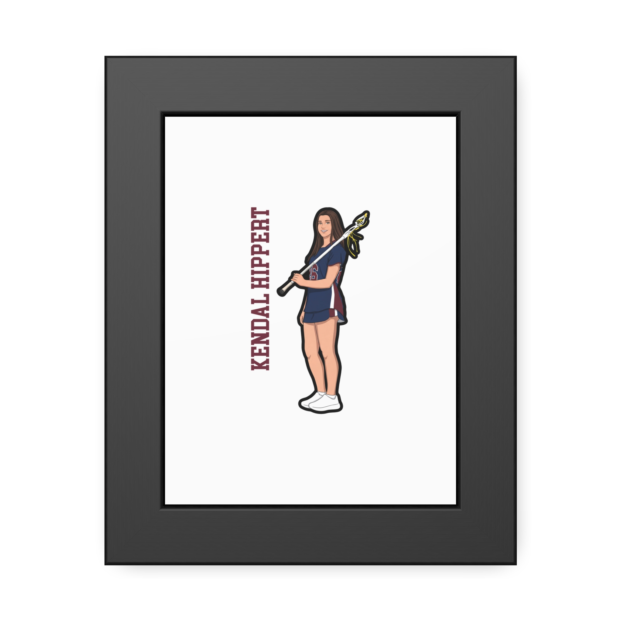 Framed Poster — character_name_vertical in Black