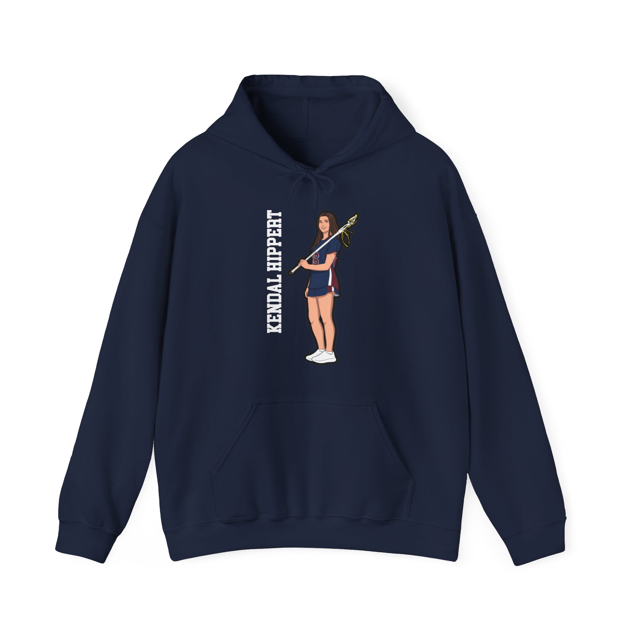 Hoodie — character_name_vertical in Navy