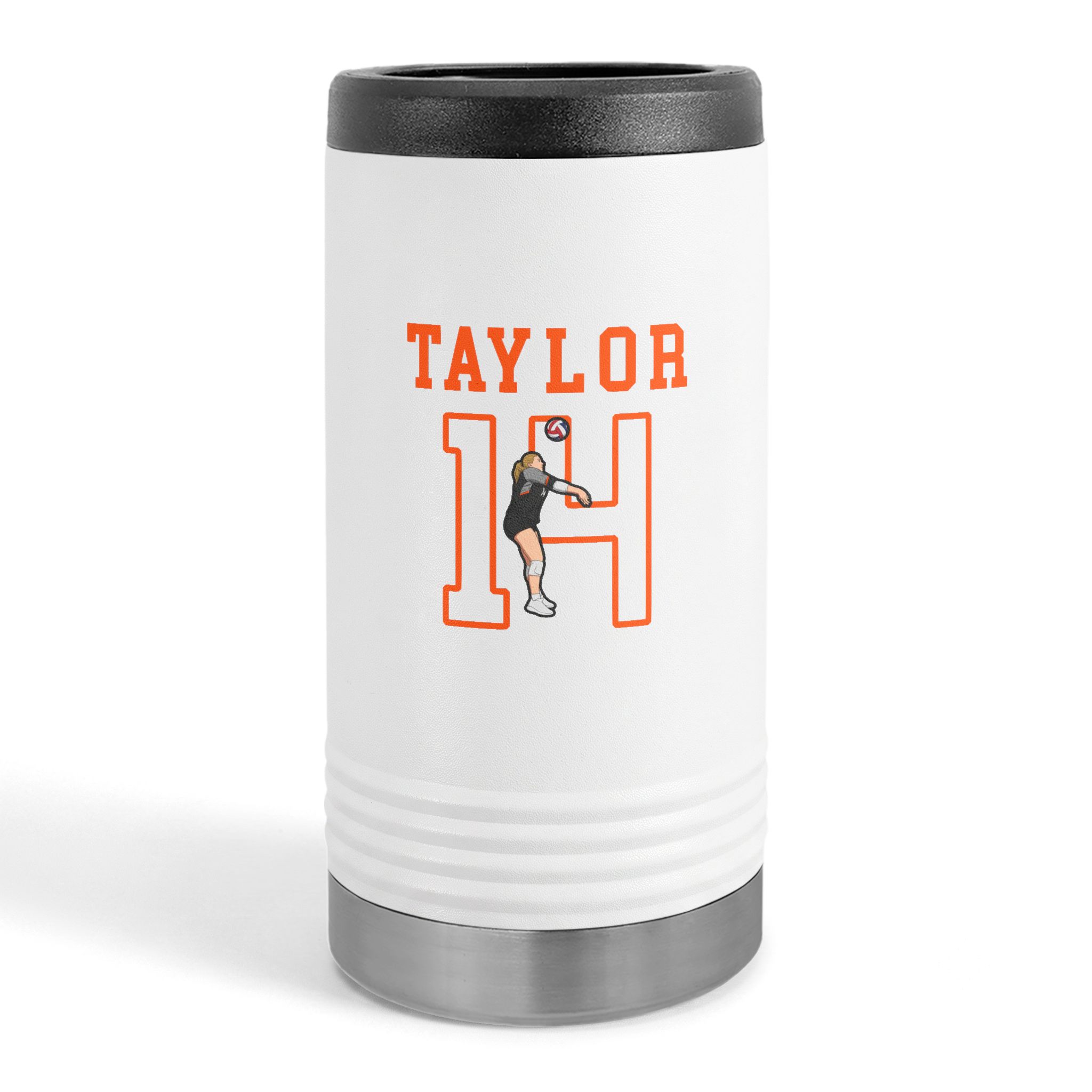 Slim Stainless Can Cooler — character_shirsey in White