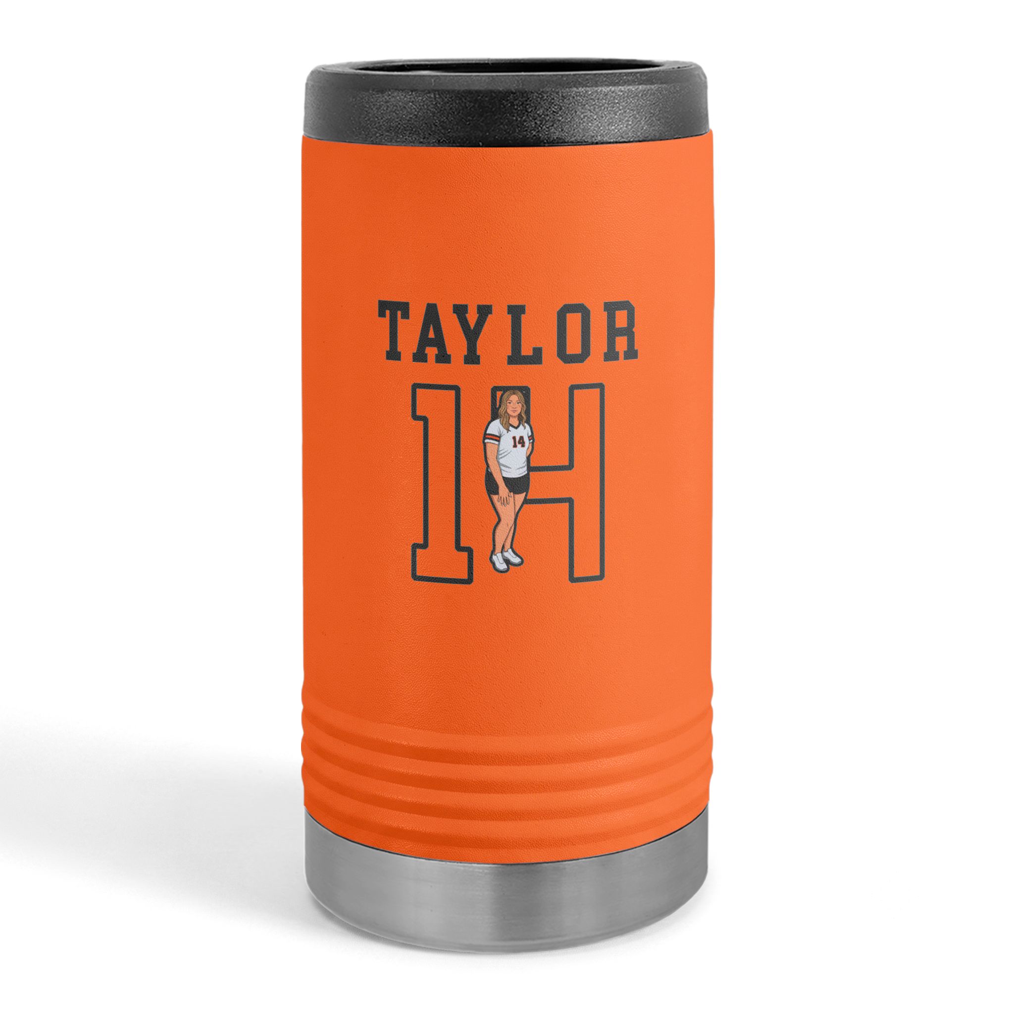 Slim Stainless Can Cooler — character_shirsey in Orange