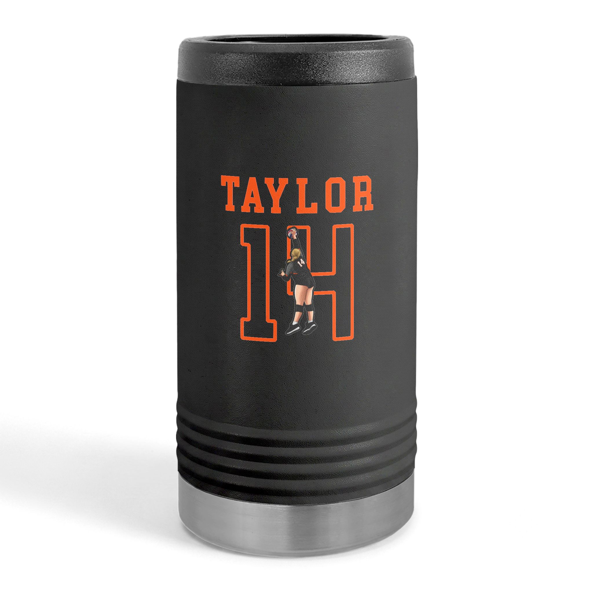 Slim Stainless Can Cooler — character_shirsey in Black