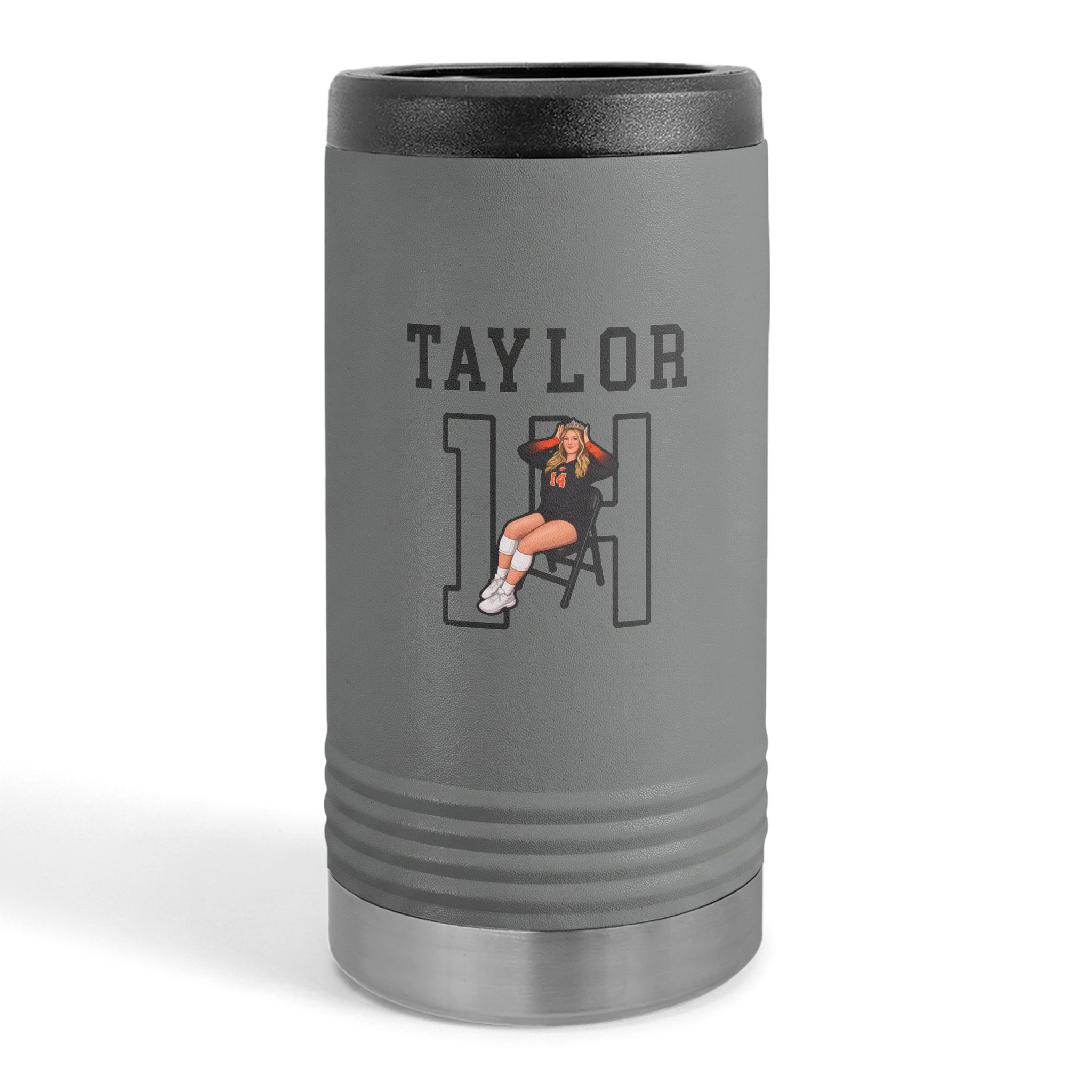 Slim Stainless Can Cooler — character_shirsey in Grey