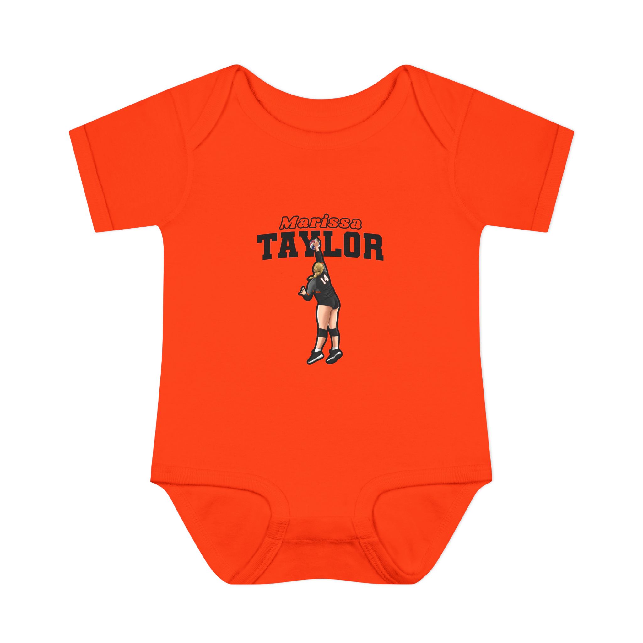 Baby Onesie — character_name_arch in Orange