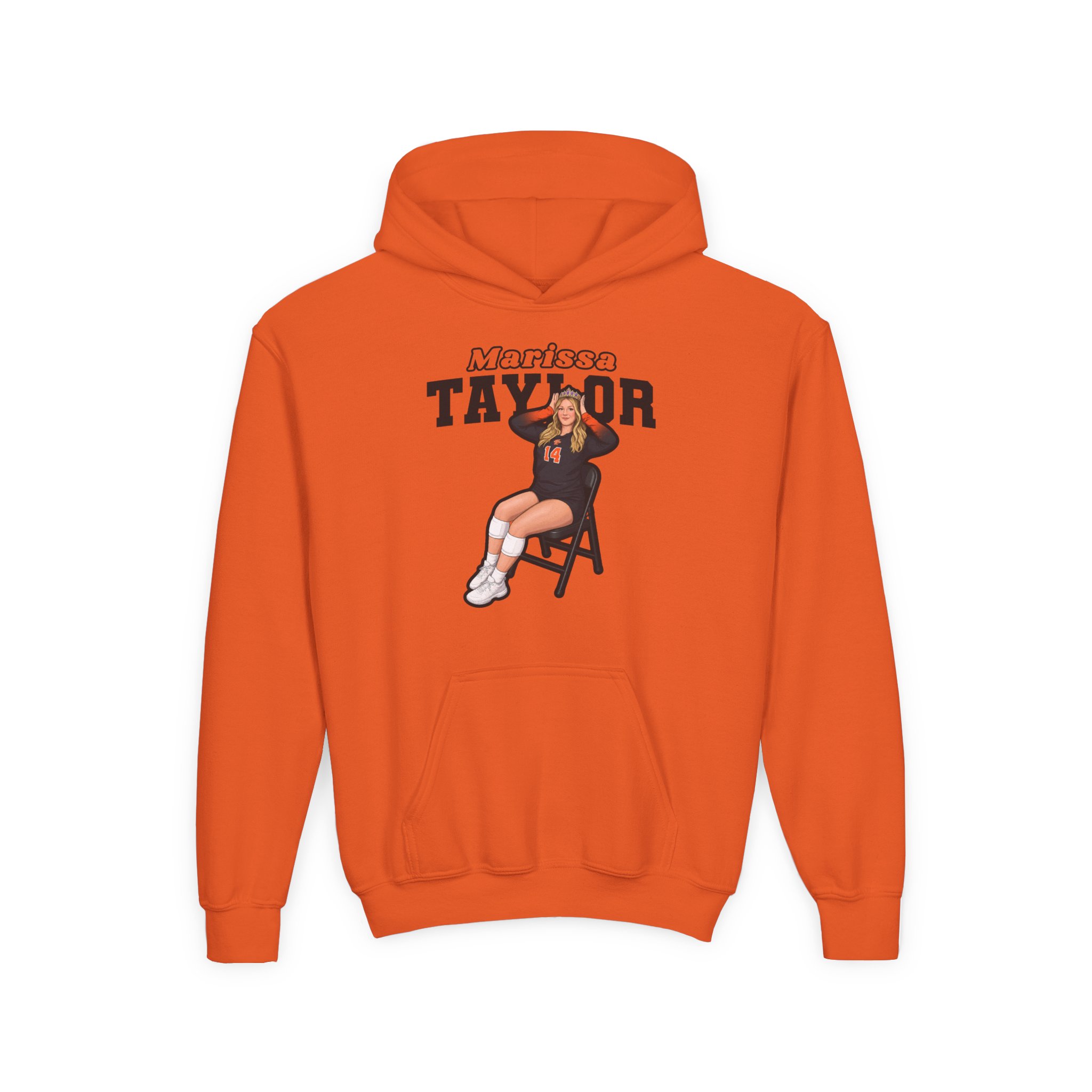 Youth Hoodie — character_name_arch in Orange