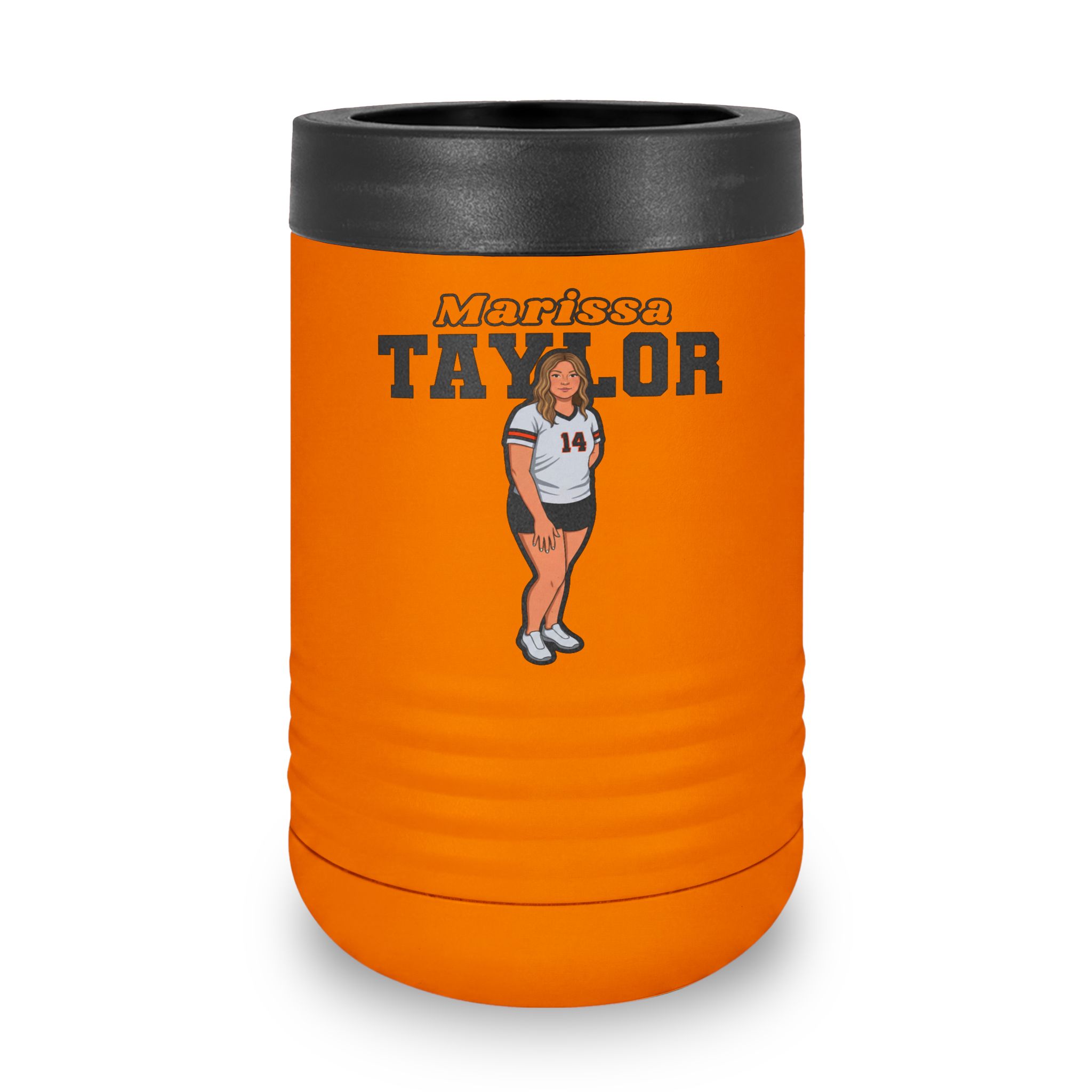 Stainless Can Cooler — character_name_arch in Orange