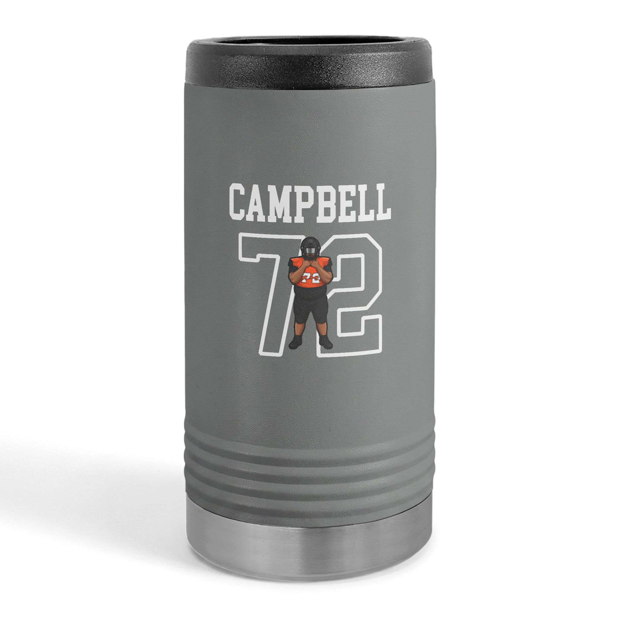 Slim Stainless Can Cooler — character_shirsey in Grey