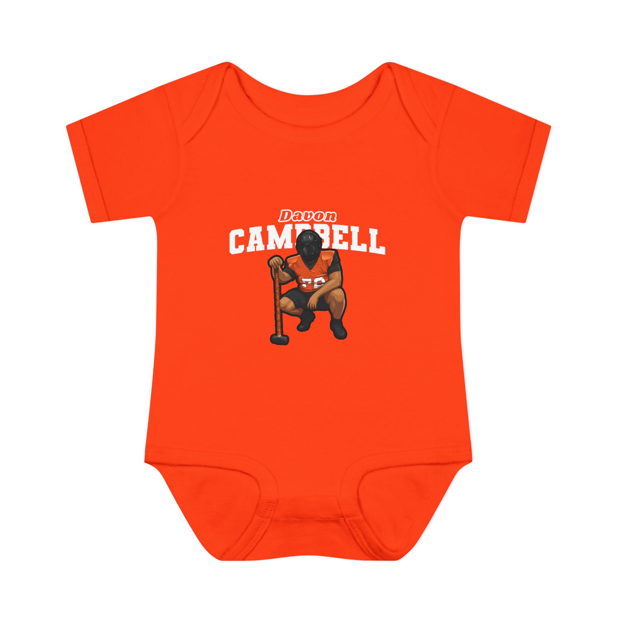 Baby Onesie — character_name_arch in Orange