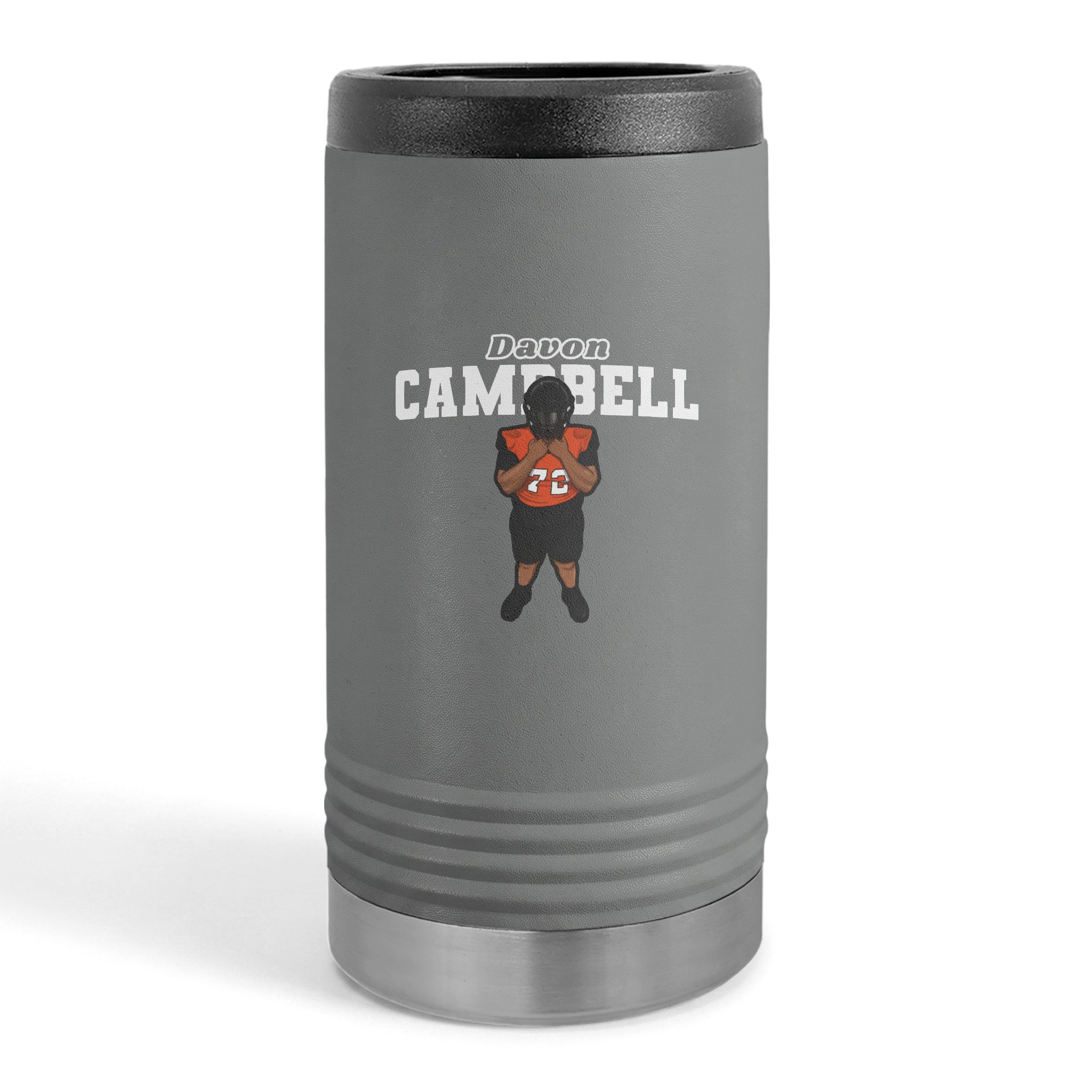 Slim Stainless Can Cooler — character_name_arch in Grey