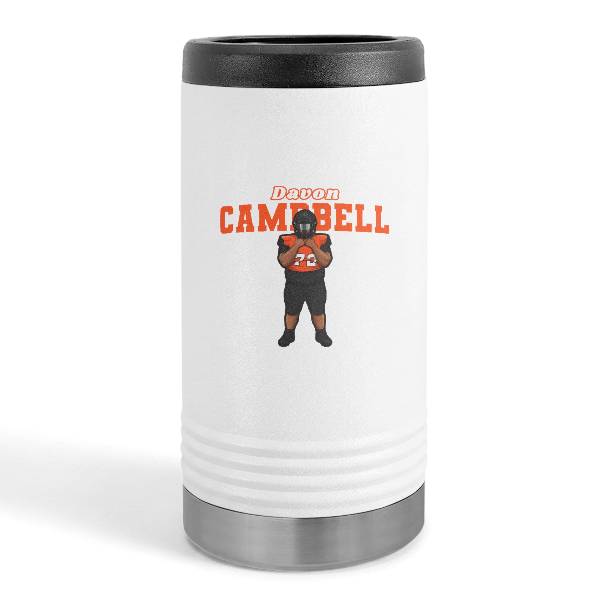 Slim Stainless Can Cooler — character_name_arch in White