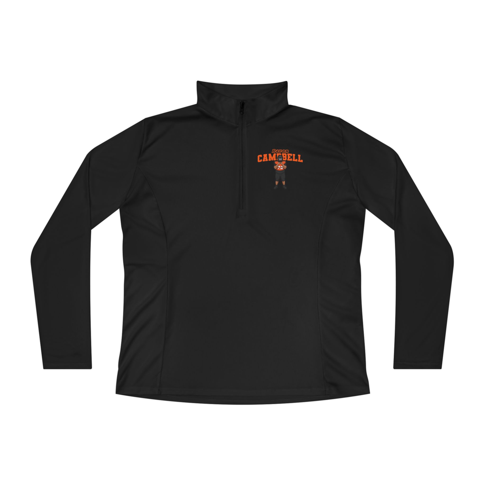 Women's Q-Zip Pullover — character_name_arch in Black