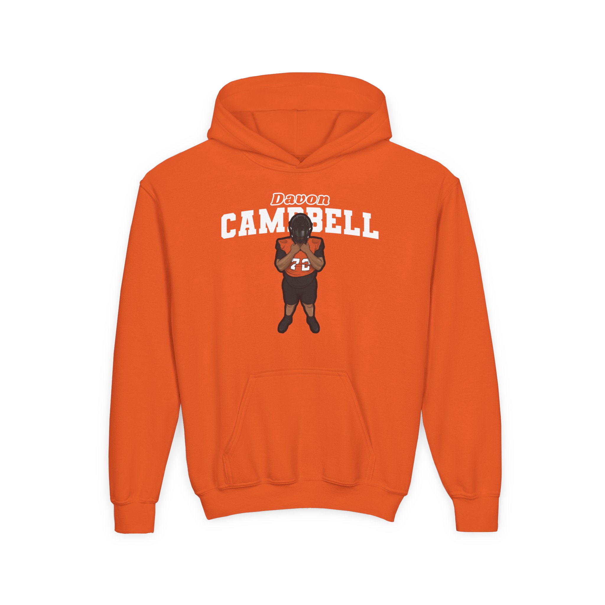 Youth Hoodie — character_name_arch in Orange