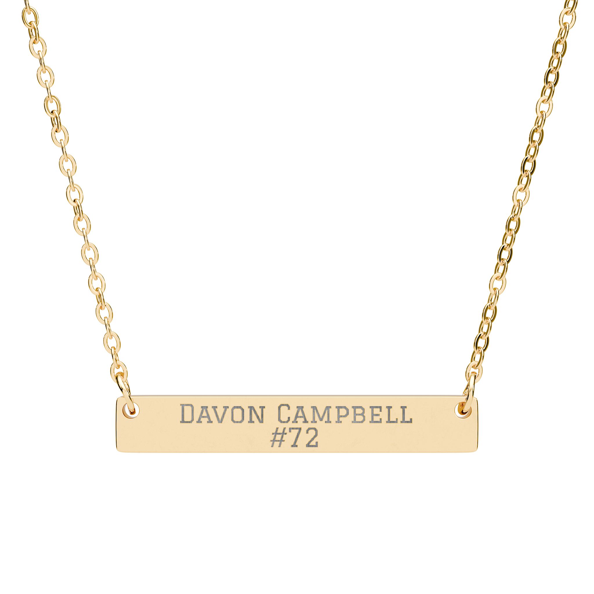 Engraved Bar Necklace — Name & Number in Gold