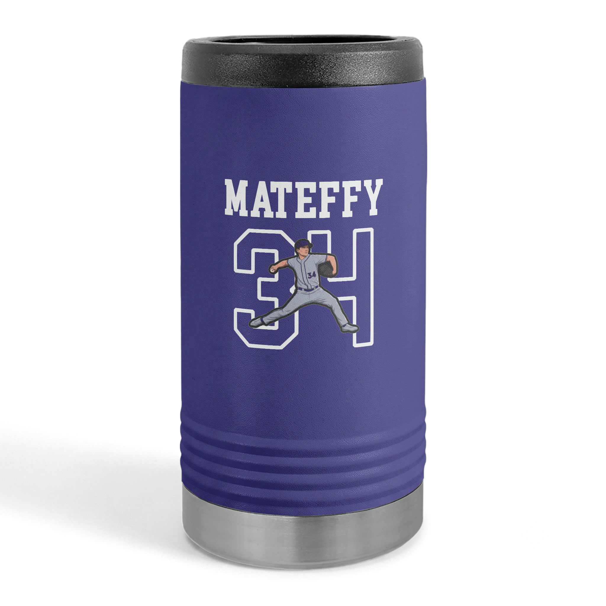 Slim Stainless Can Cooler — character_shirsey in Purple