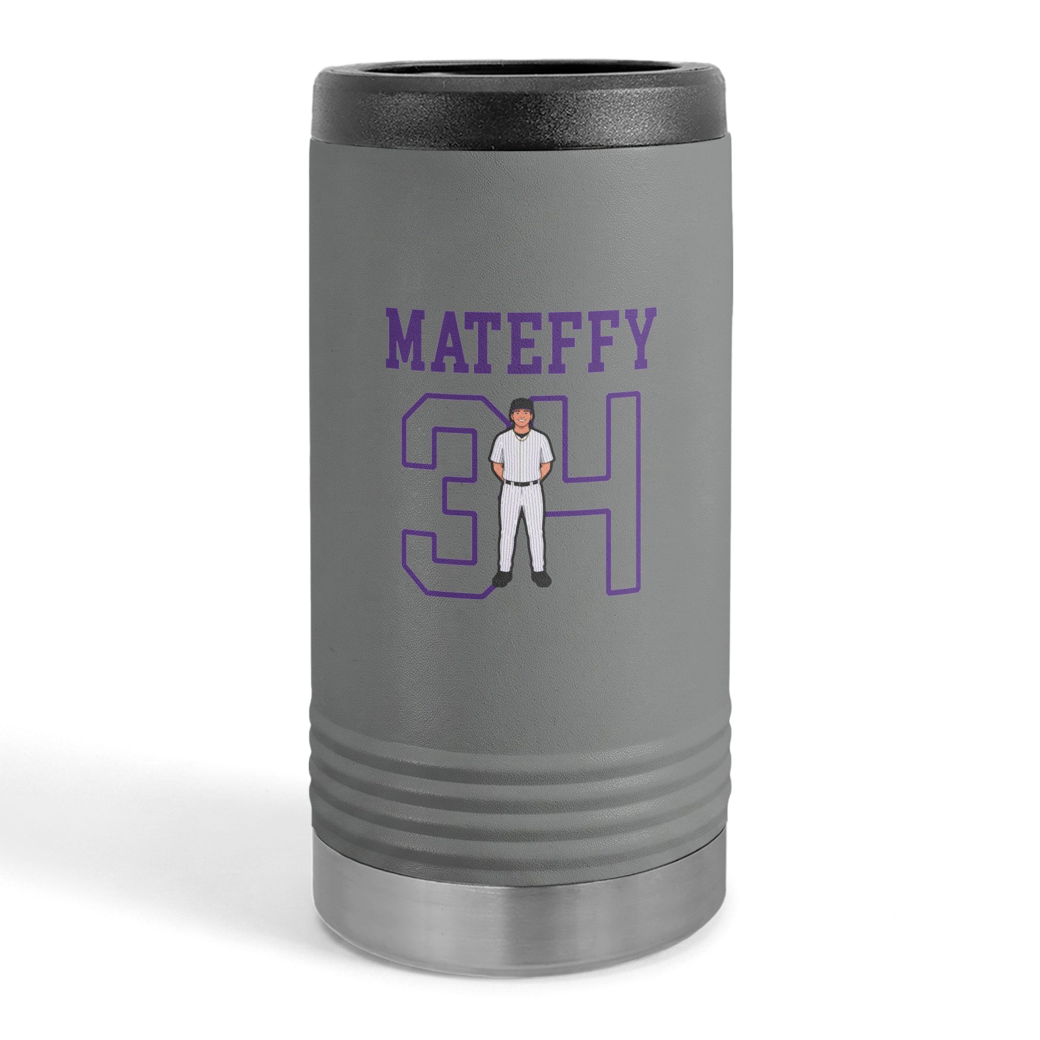 Slim Stainless Can Cooler — character_shirsey in Grey