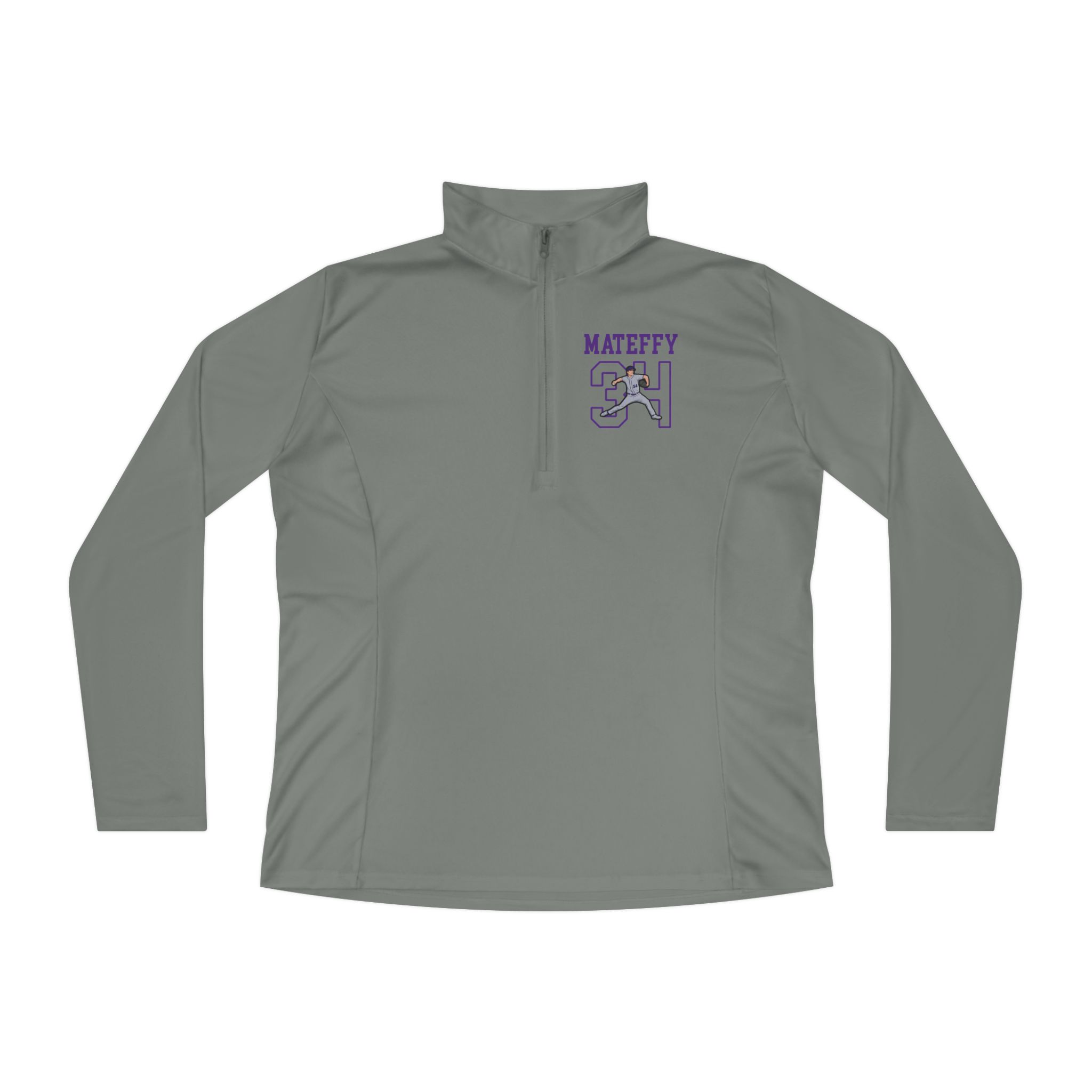 Women's Q-Zip Pullover — character_shirsey in Grey