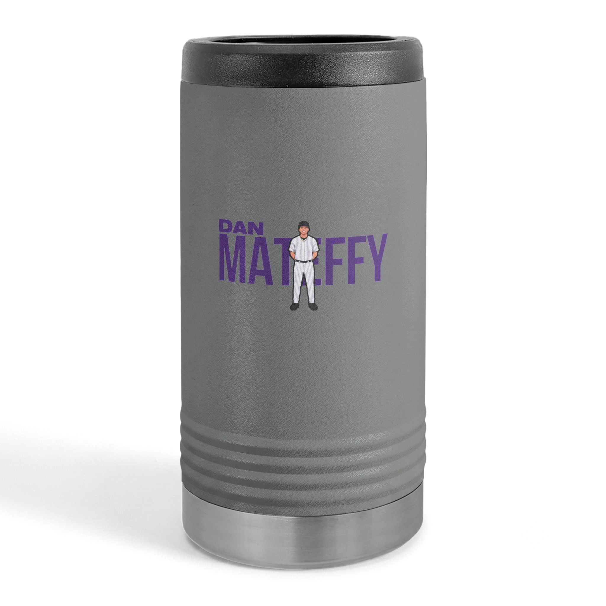 Slim Stainless Can Cooler — character_player_name in Grey