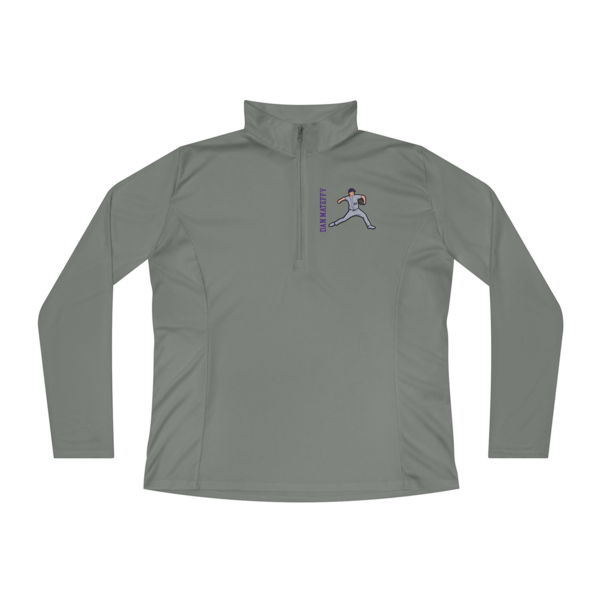 Women's Q-Zip Pullover — character_name_vertical in Grey