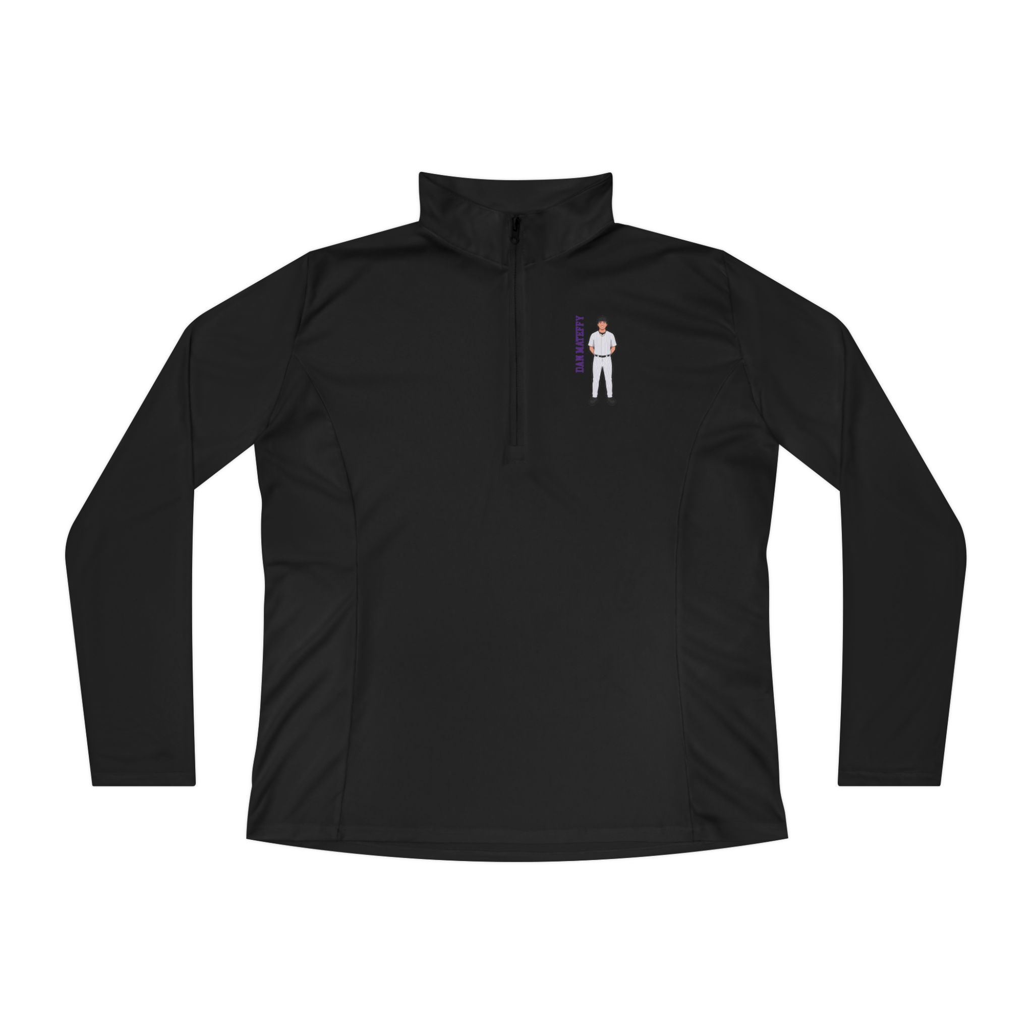 Women's Q-Zip Pullover — character_name_vertical in Black
