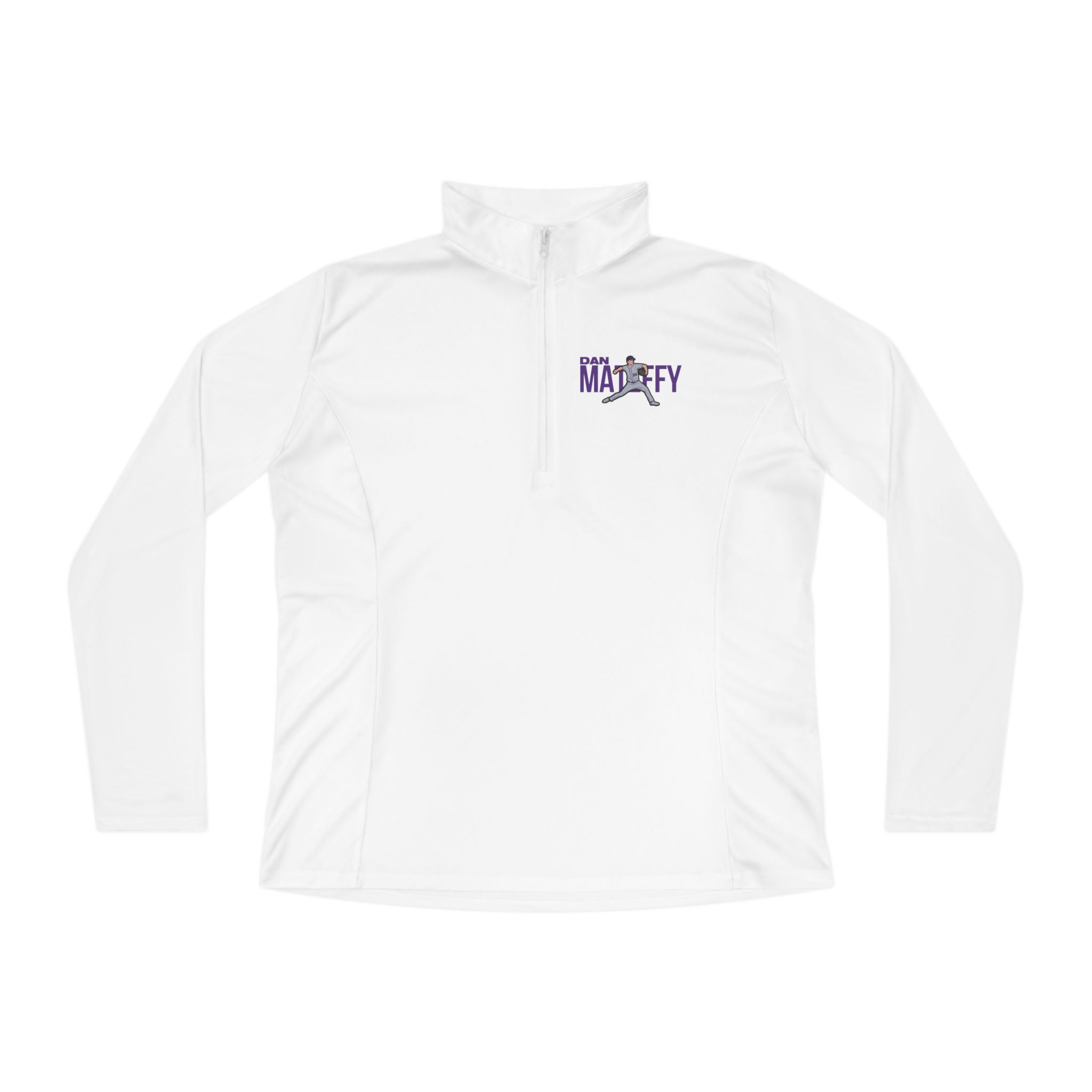 Women's Q-Zip Pullover — character_player_name in White