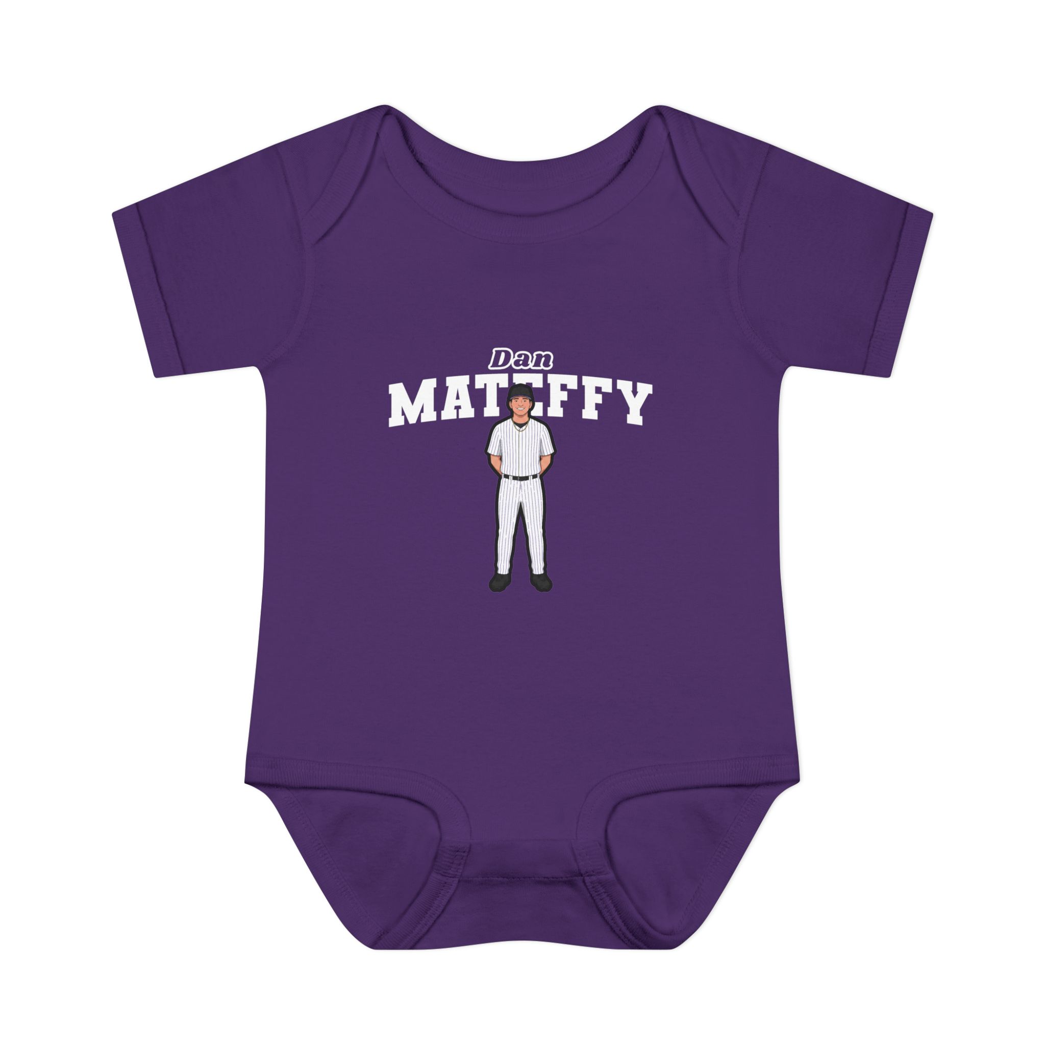 Baby Onesie — character_name_arch in Purple