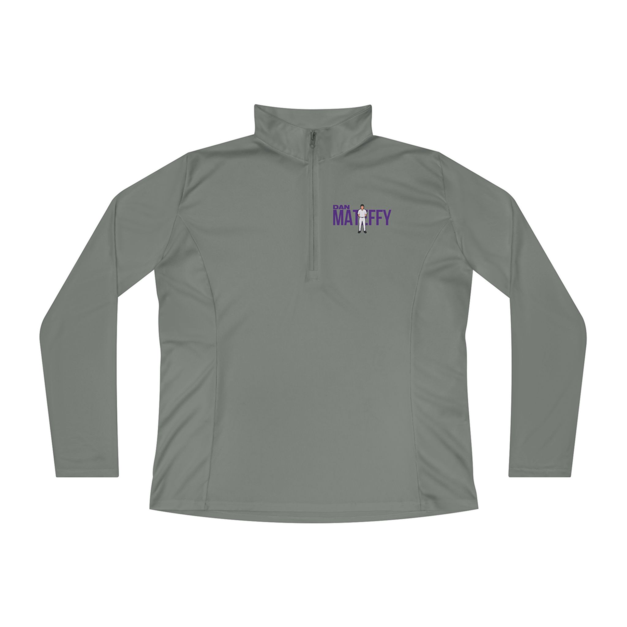 Women's Q-Zip Pullover — character_player_name in Grey
