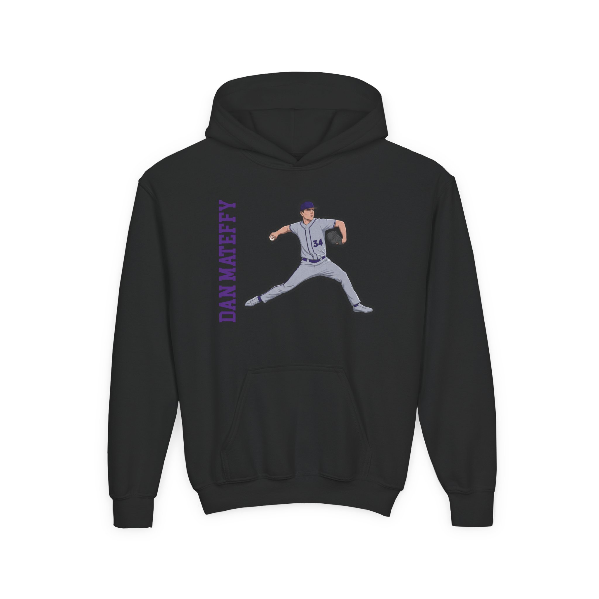 Youth Hoodie — character_name_vertical in Black