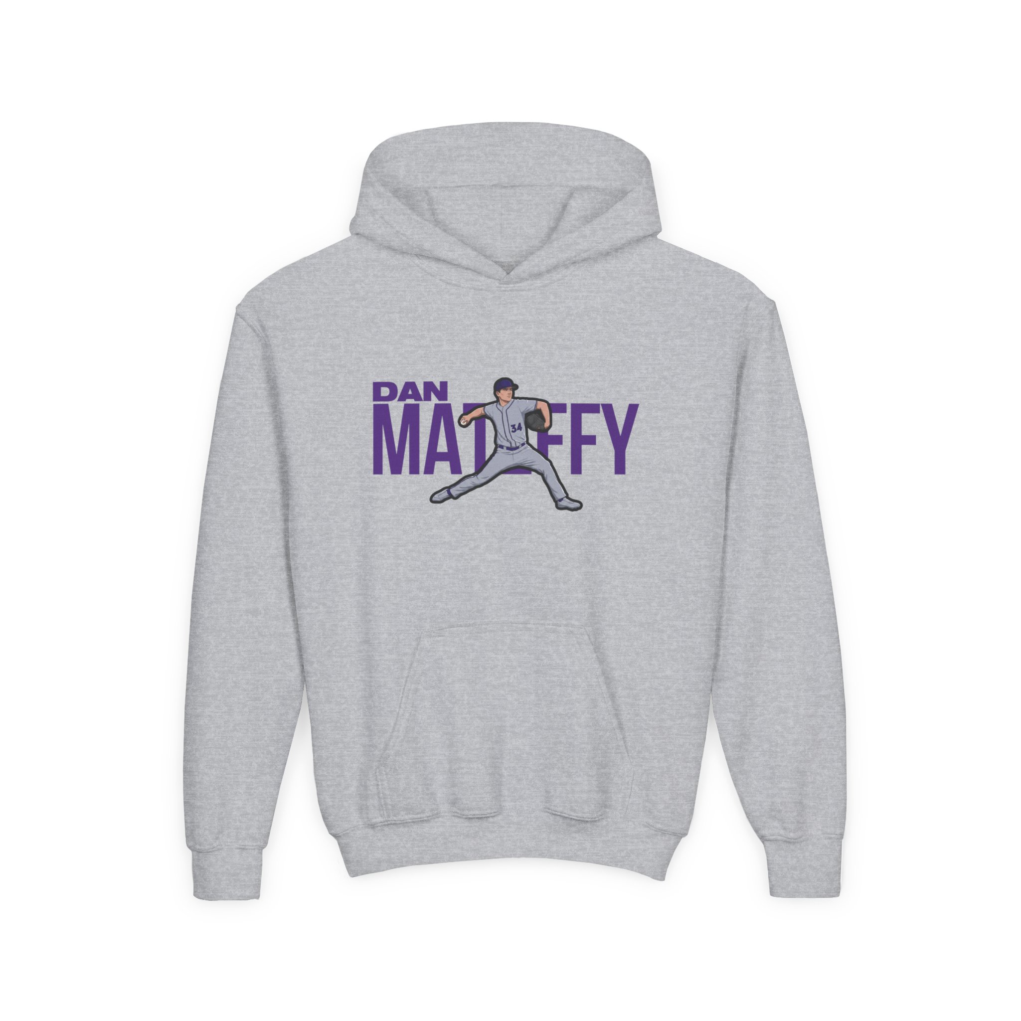 Youth Hoodie — character_player_name in Grey
