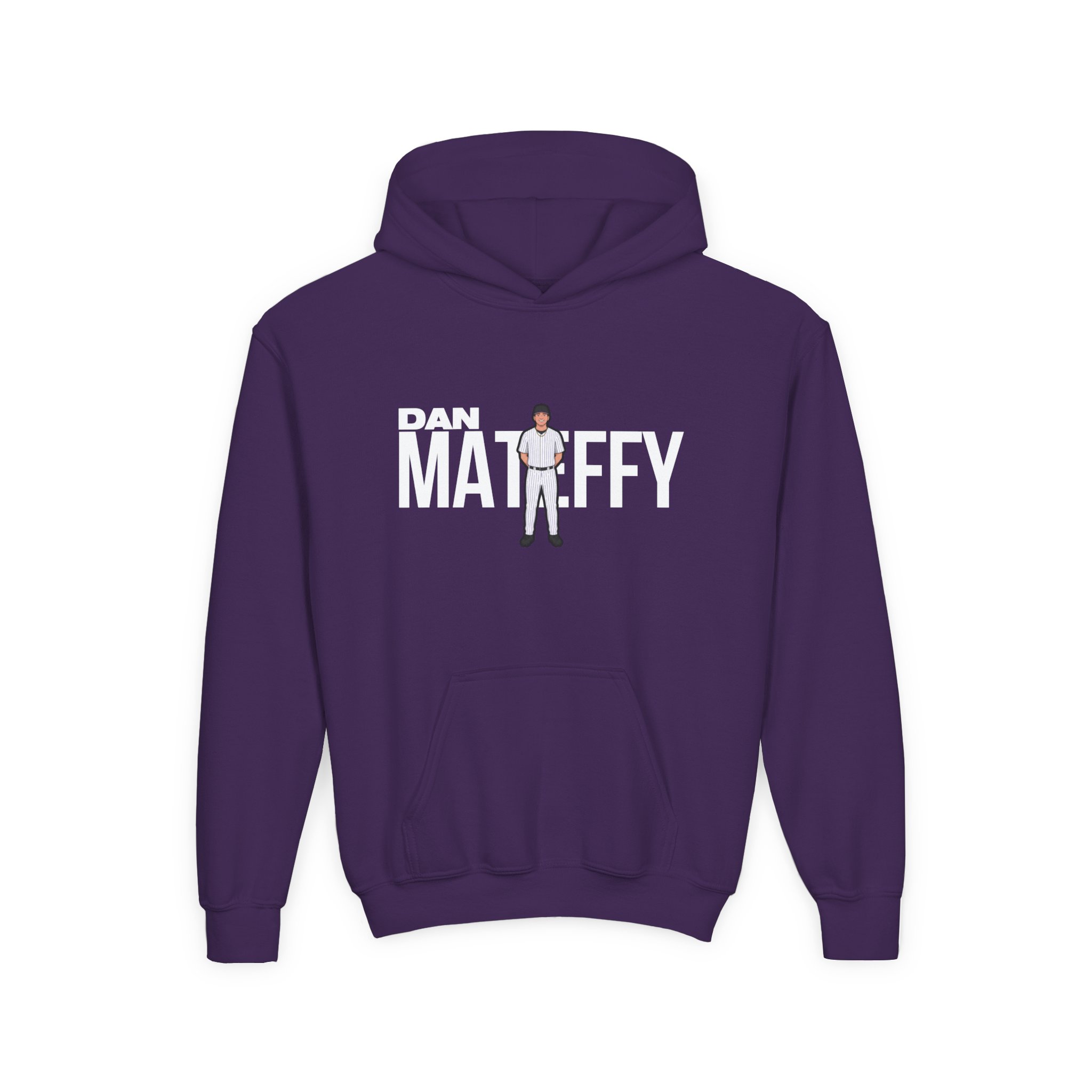 Youth Hoodie — character_player_name in Purple