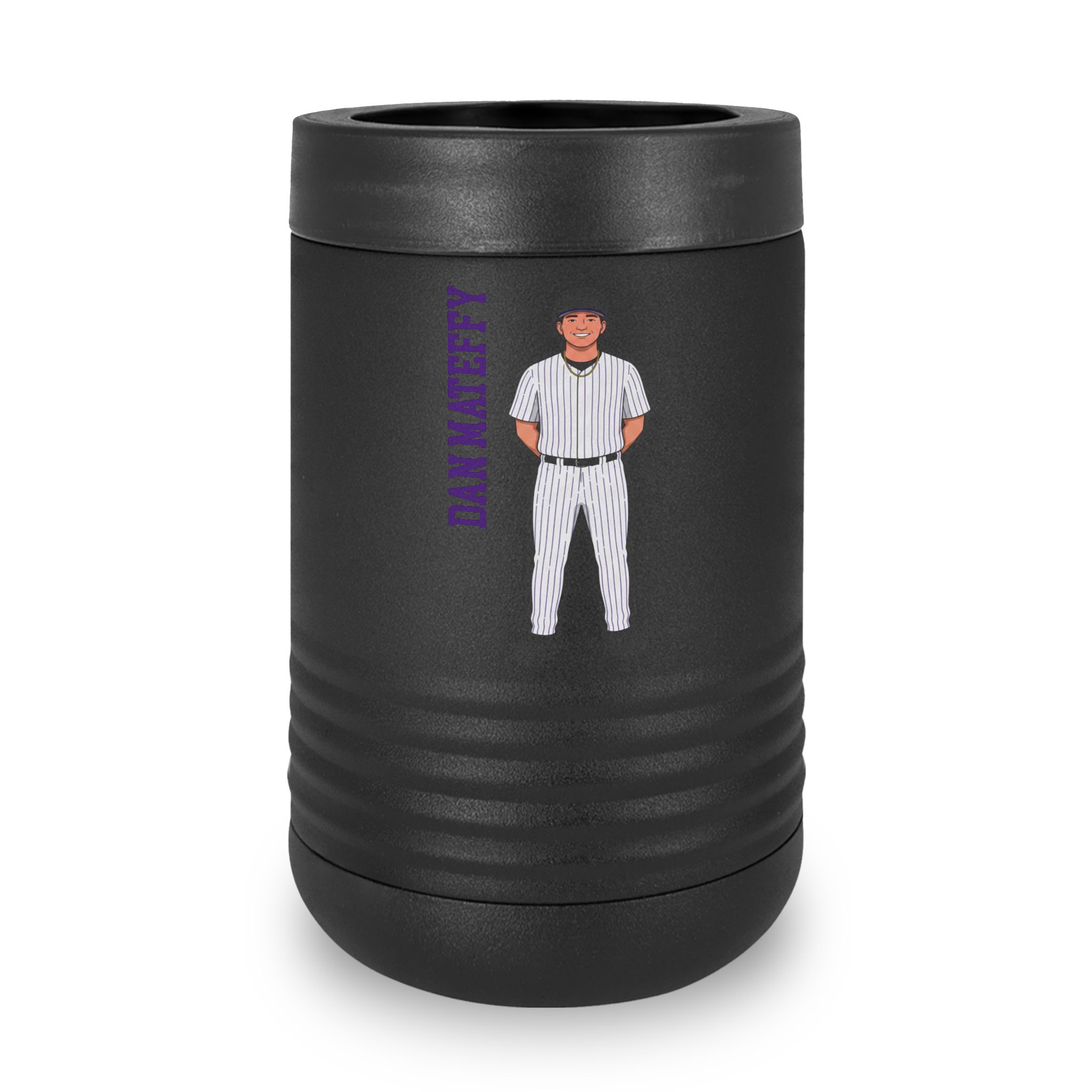 Stainless Can Cooler — character_name_vertical in Black