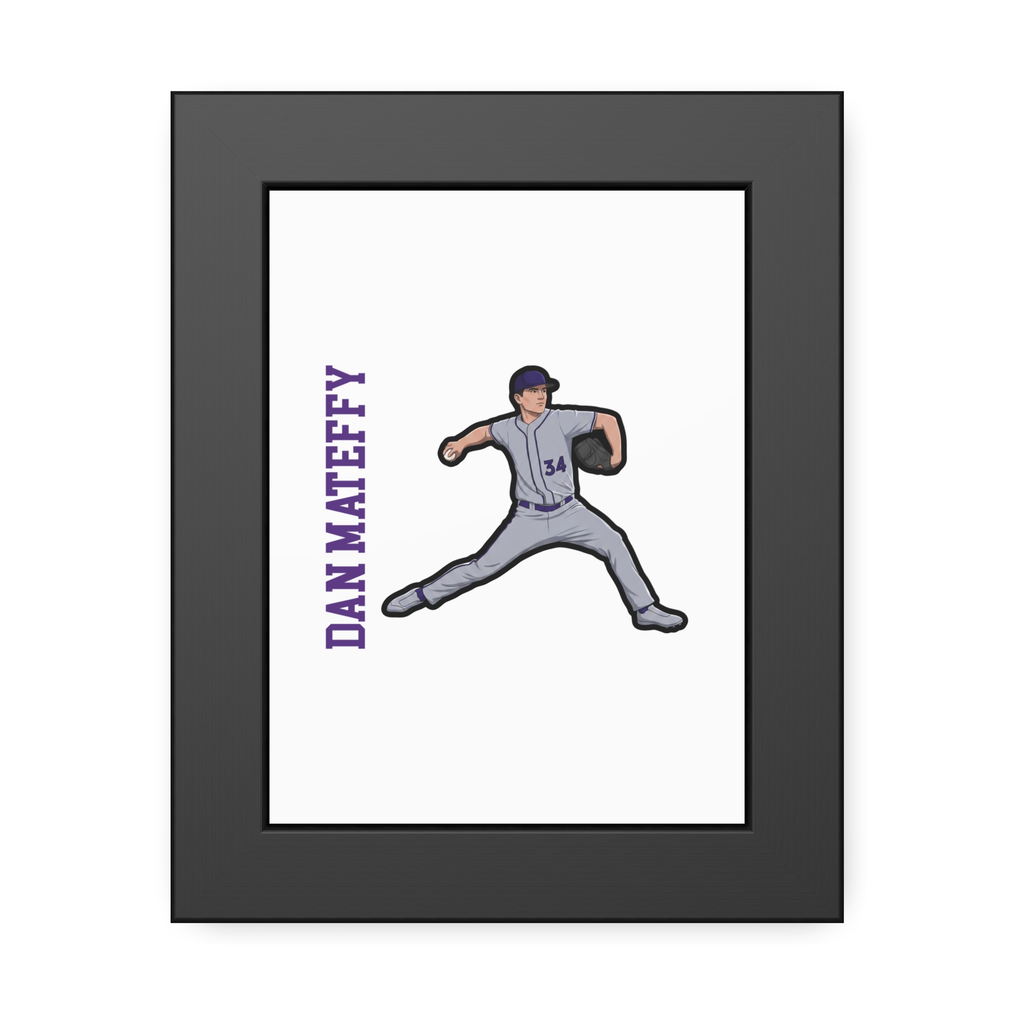 Framed Poster — character_name_vertical in Black