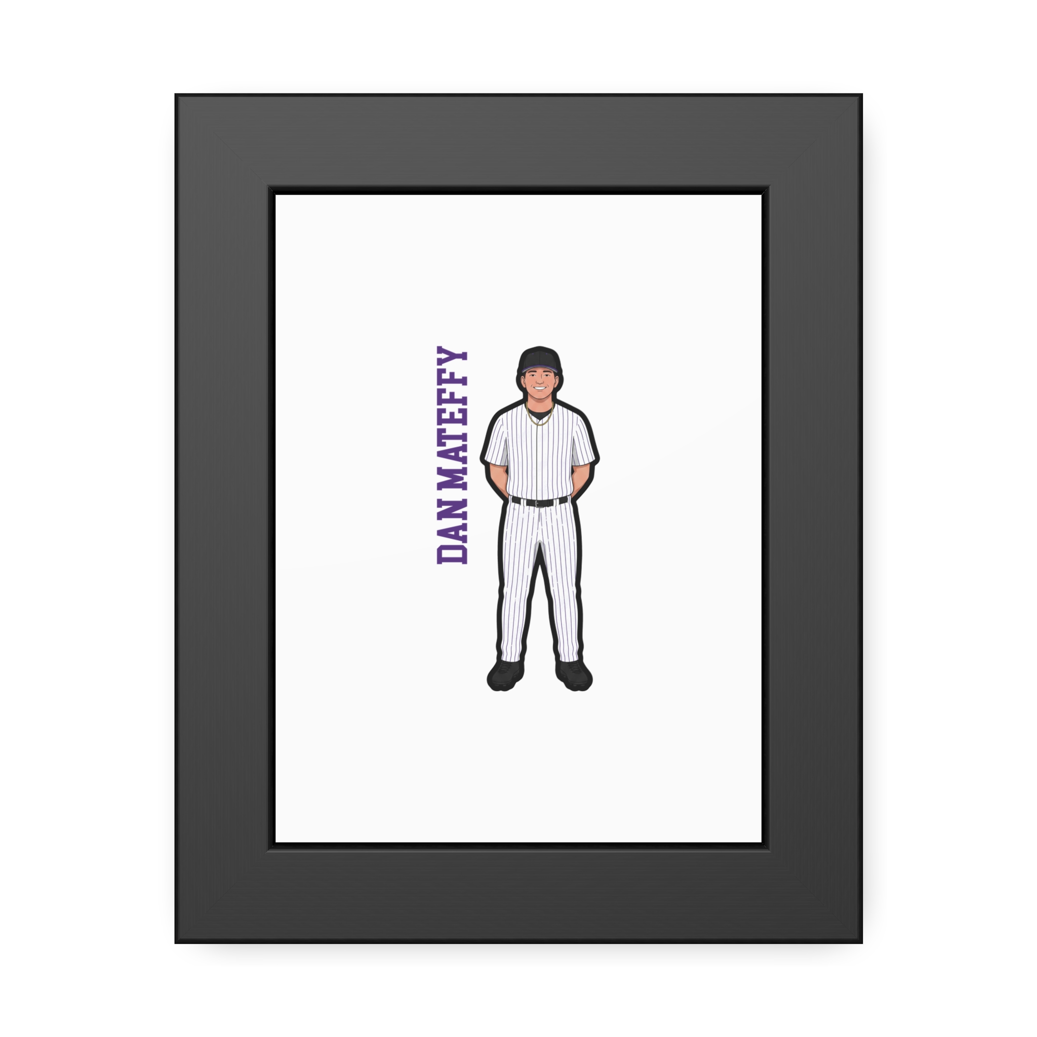 Framed Poster — character_name_vertical in Black