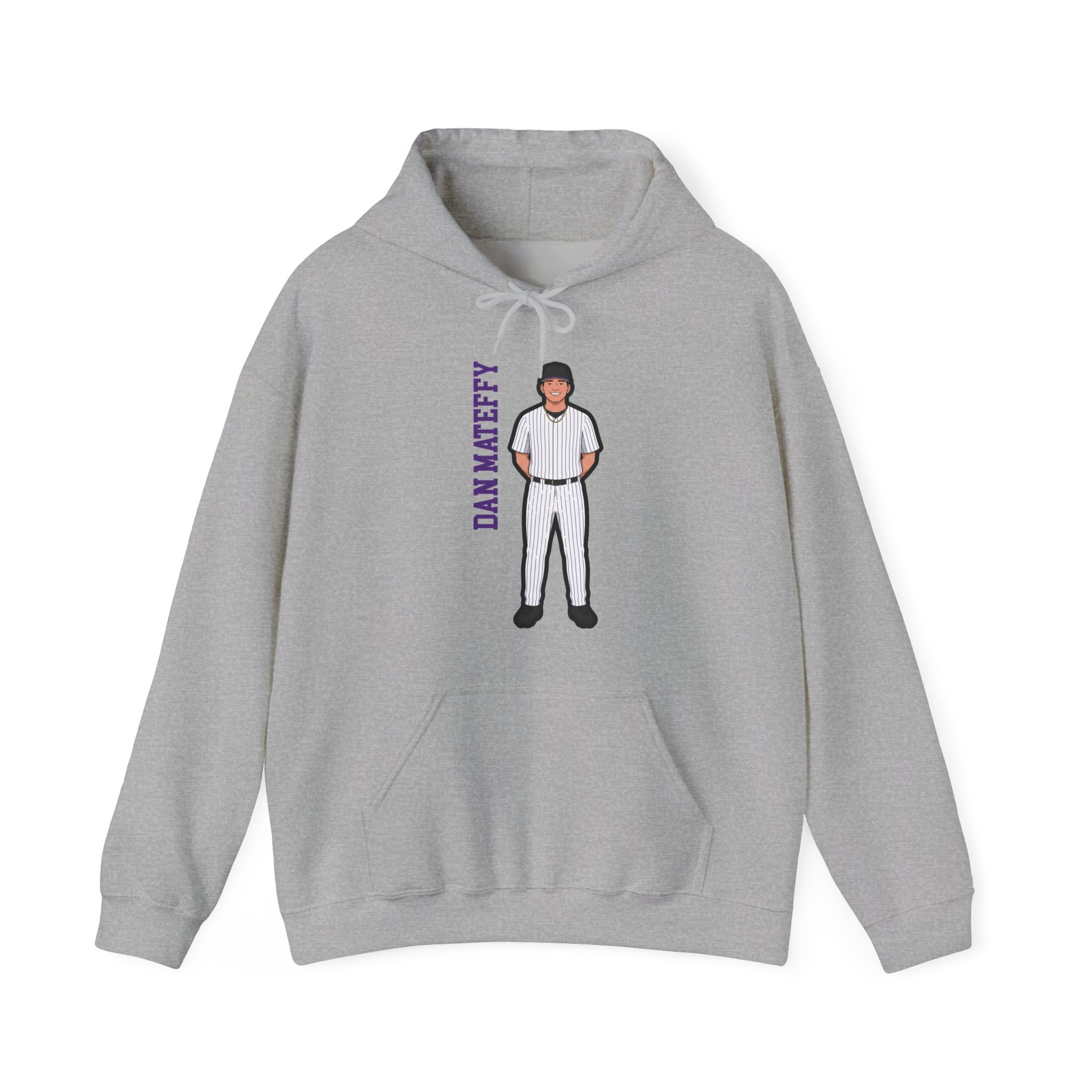 Hoodie — character_name_vertical in Grey
