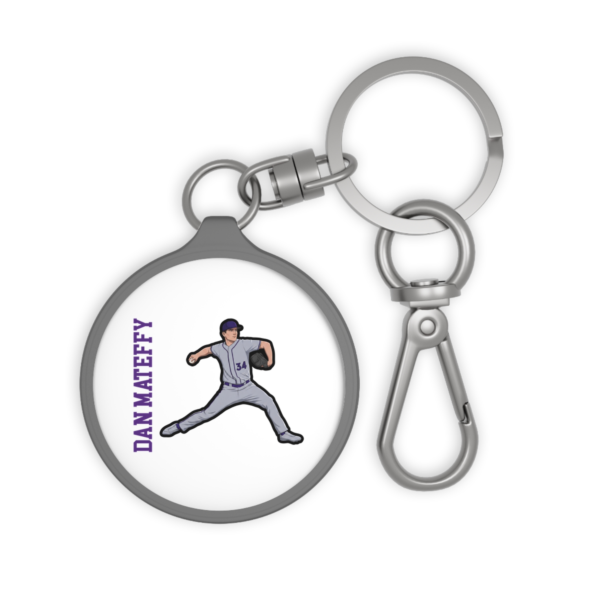 Keychain — character_name_vertical in Grey