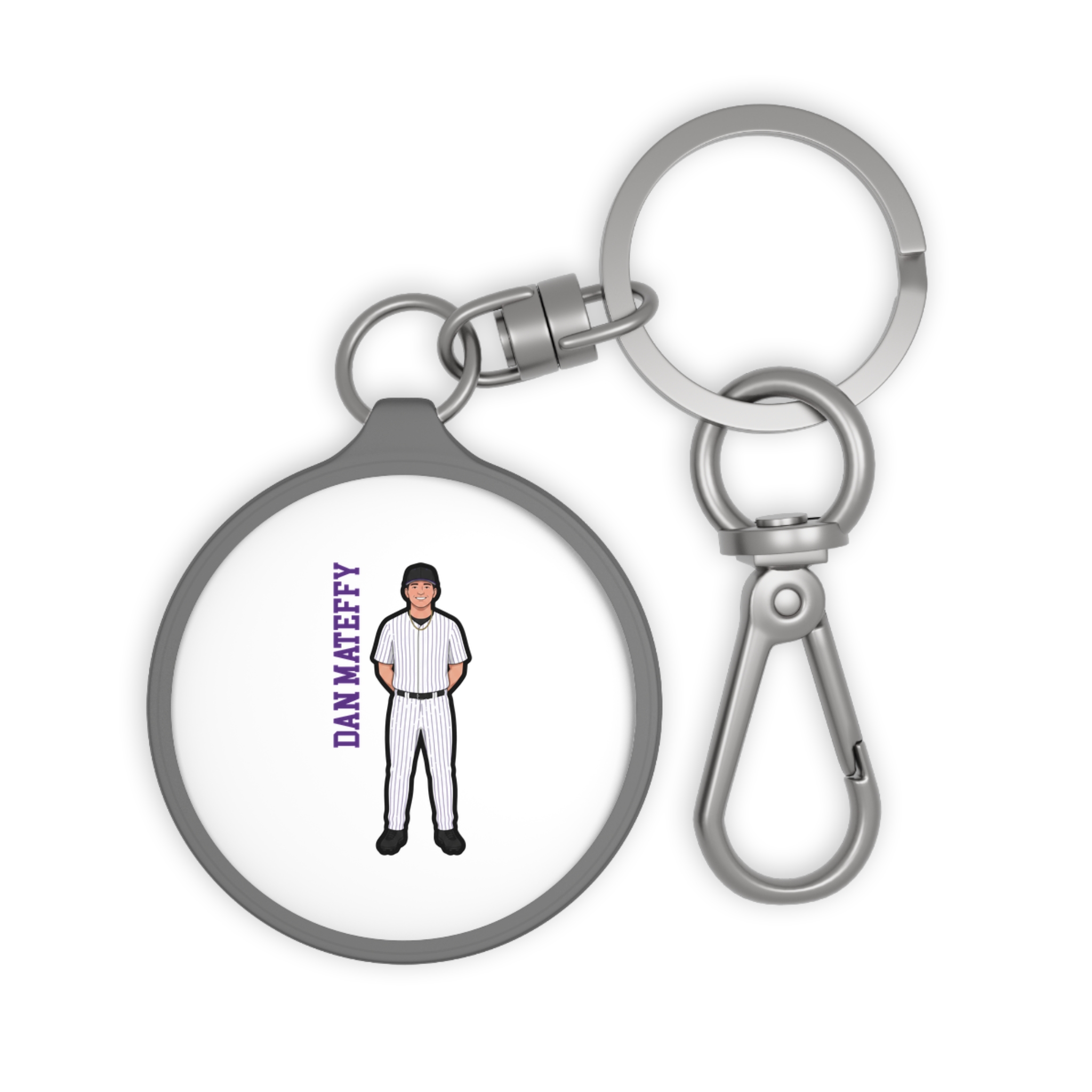 Keychain — character_name_vertical in Grey